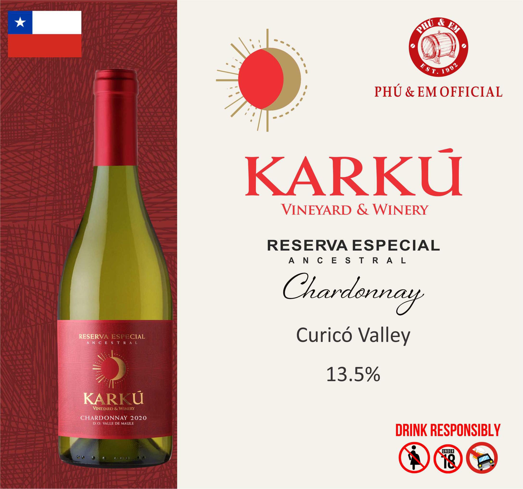 Rượu Vang Trắng Chile Karku Reserva Especial Chardonnay