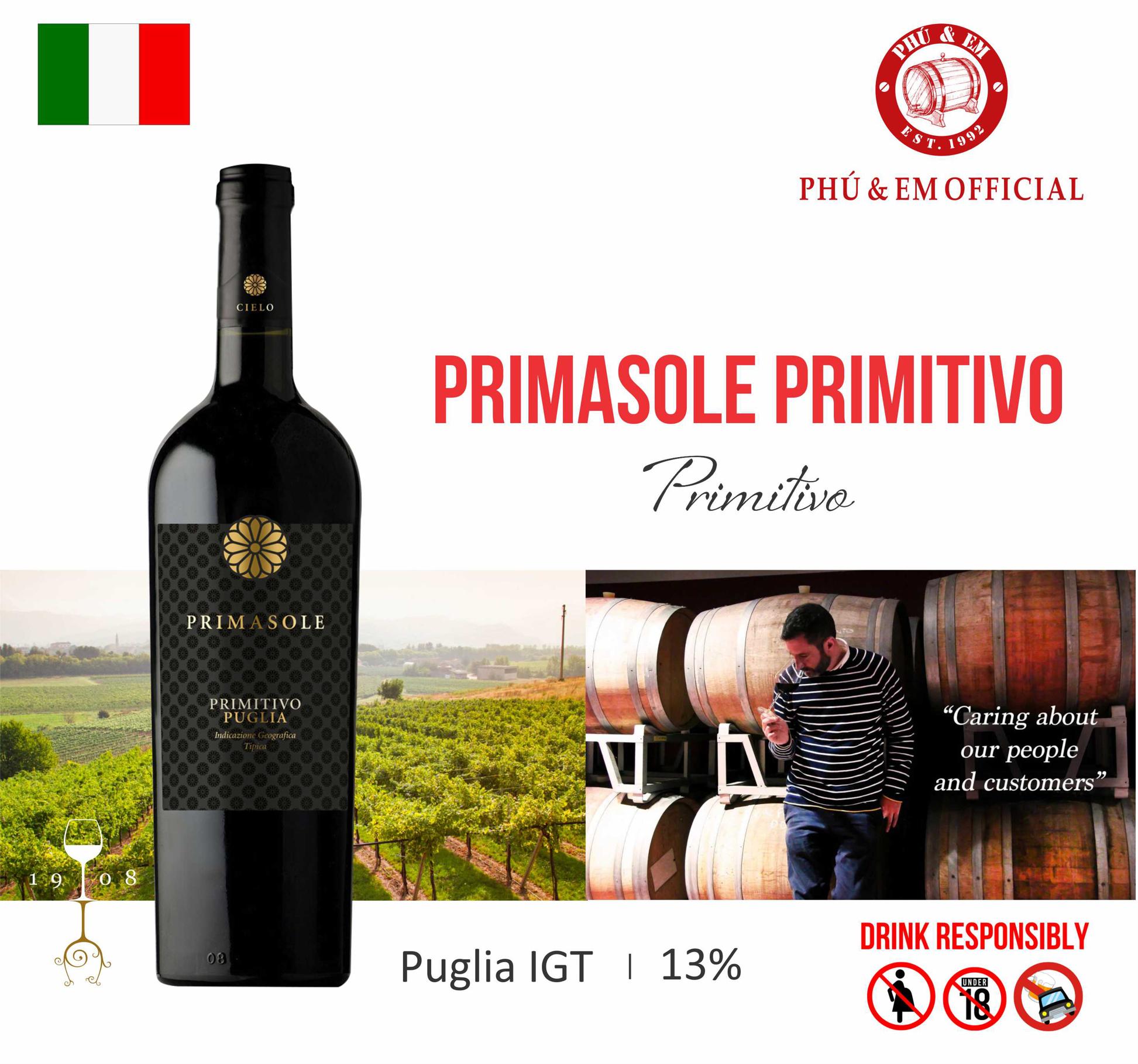  Rượu Vang Đỏ Ý Primasole Primitivo 