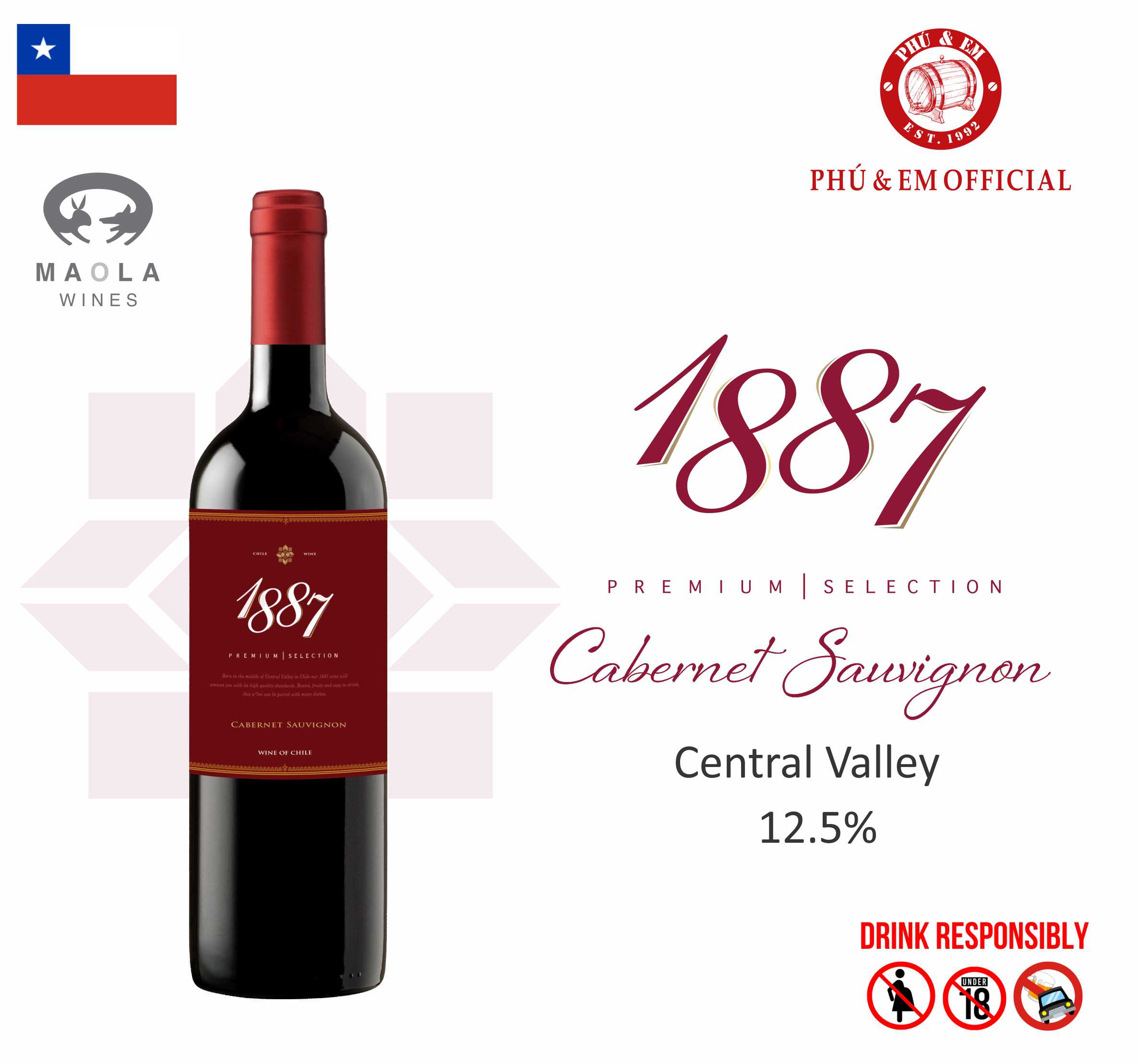 Rượu Vang Đỏ Chile 1887 Cabernet Sauvignon