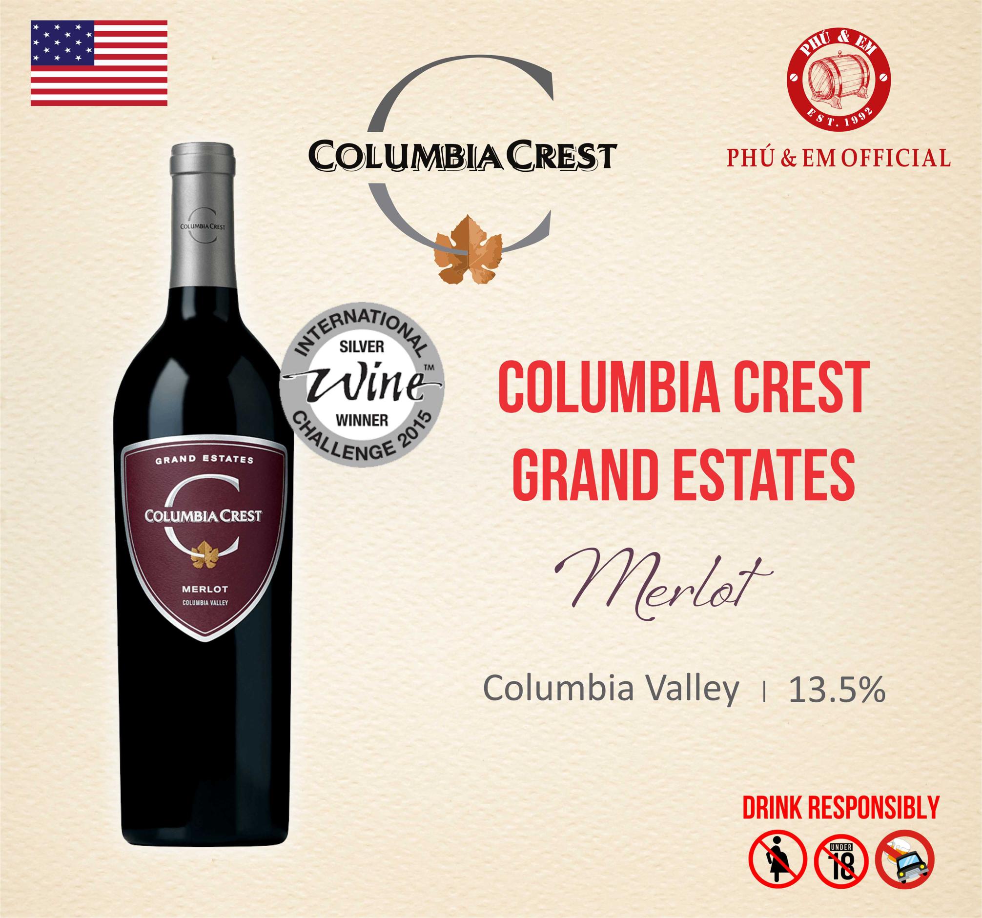   Rượu Vang Đỏ Mỹ Columbia Crest Grand Estates Merlot 