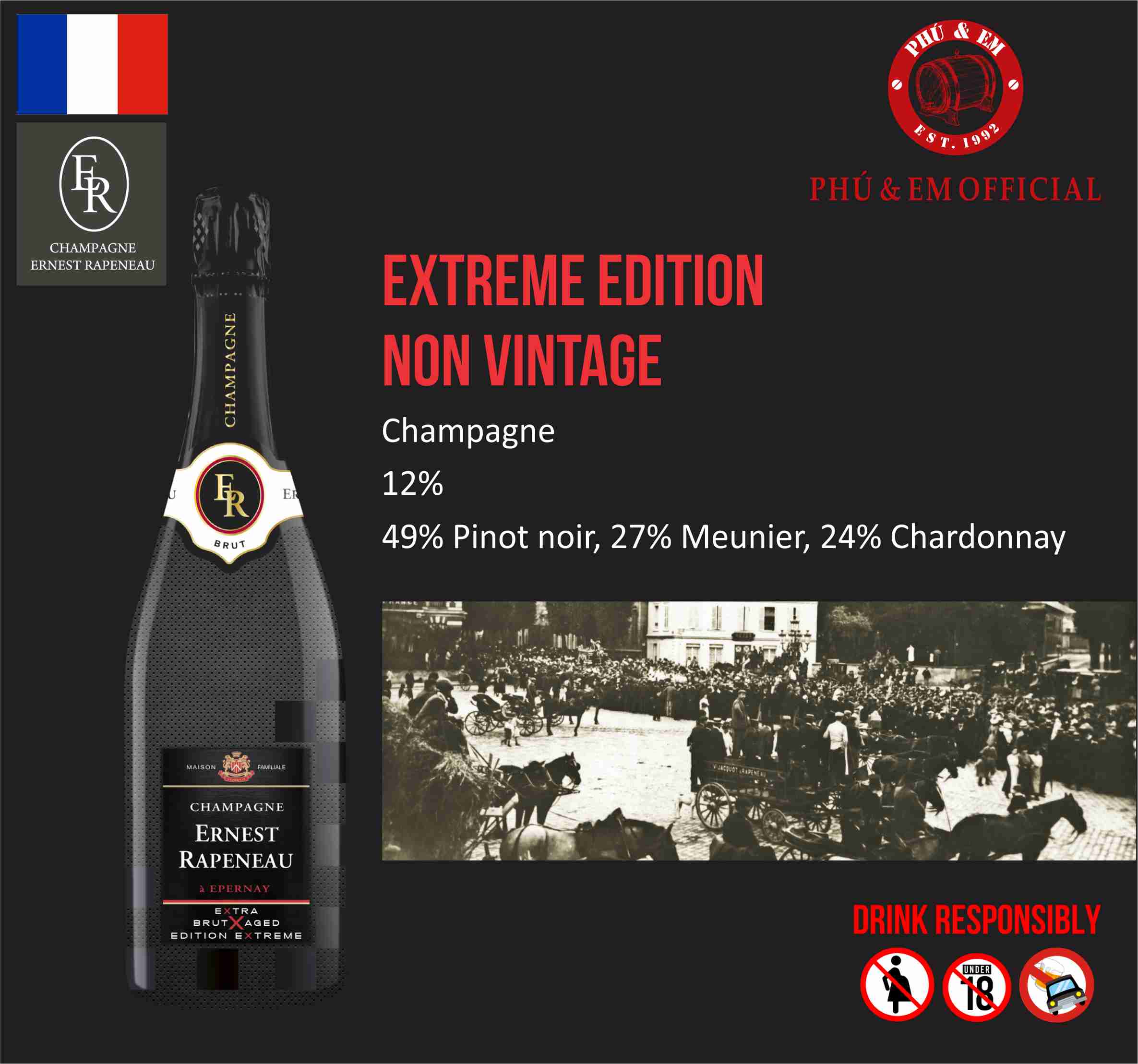 [Mua 01 Tặng 01] - Rượu Champagne Pháp Ernest Rapeneau Extra Brut Edition Extreme