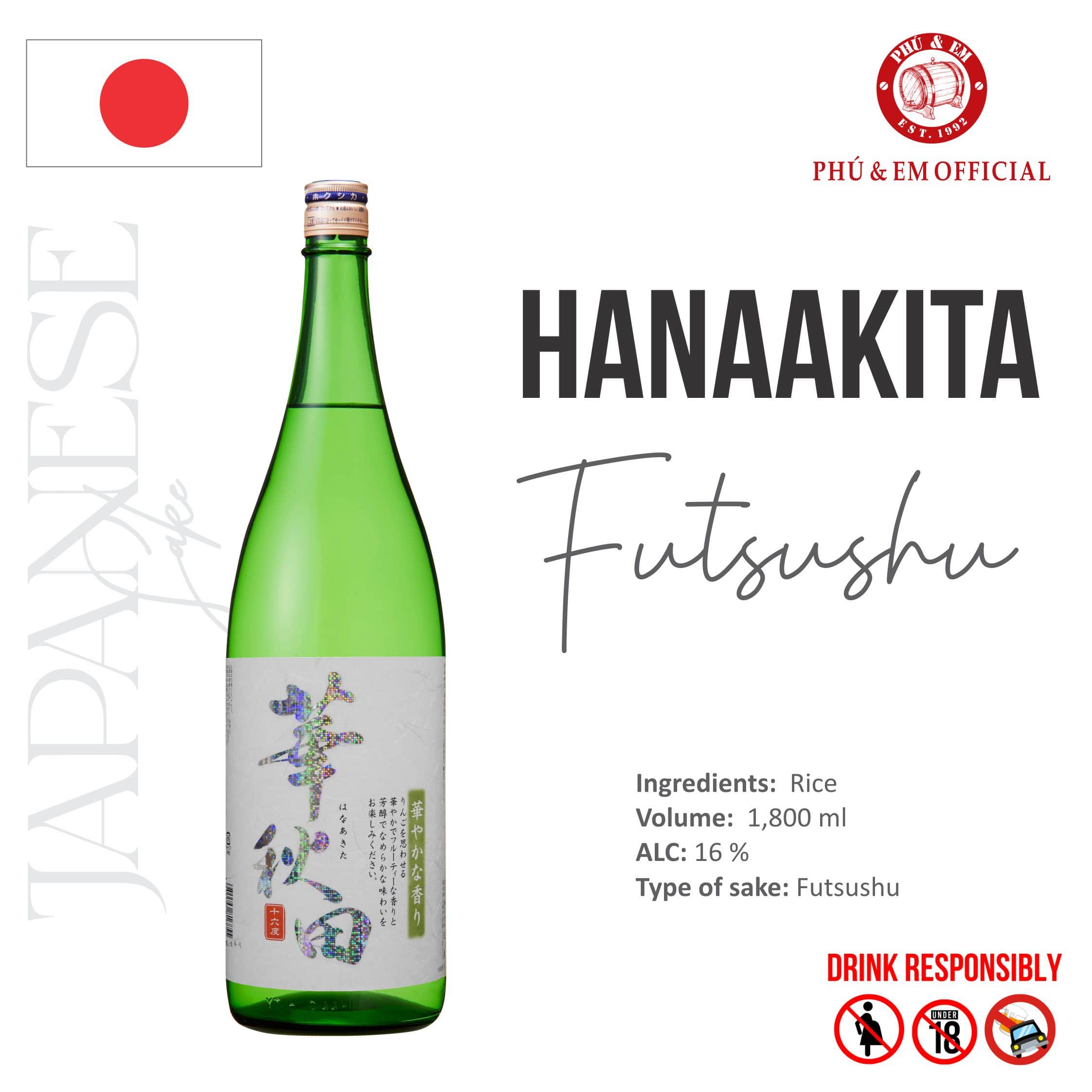 Rượu Sake Nhật Hokushika Hanaakita