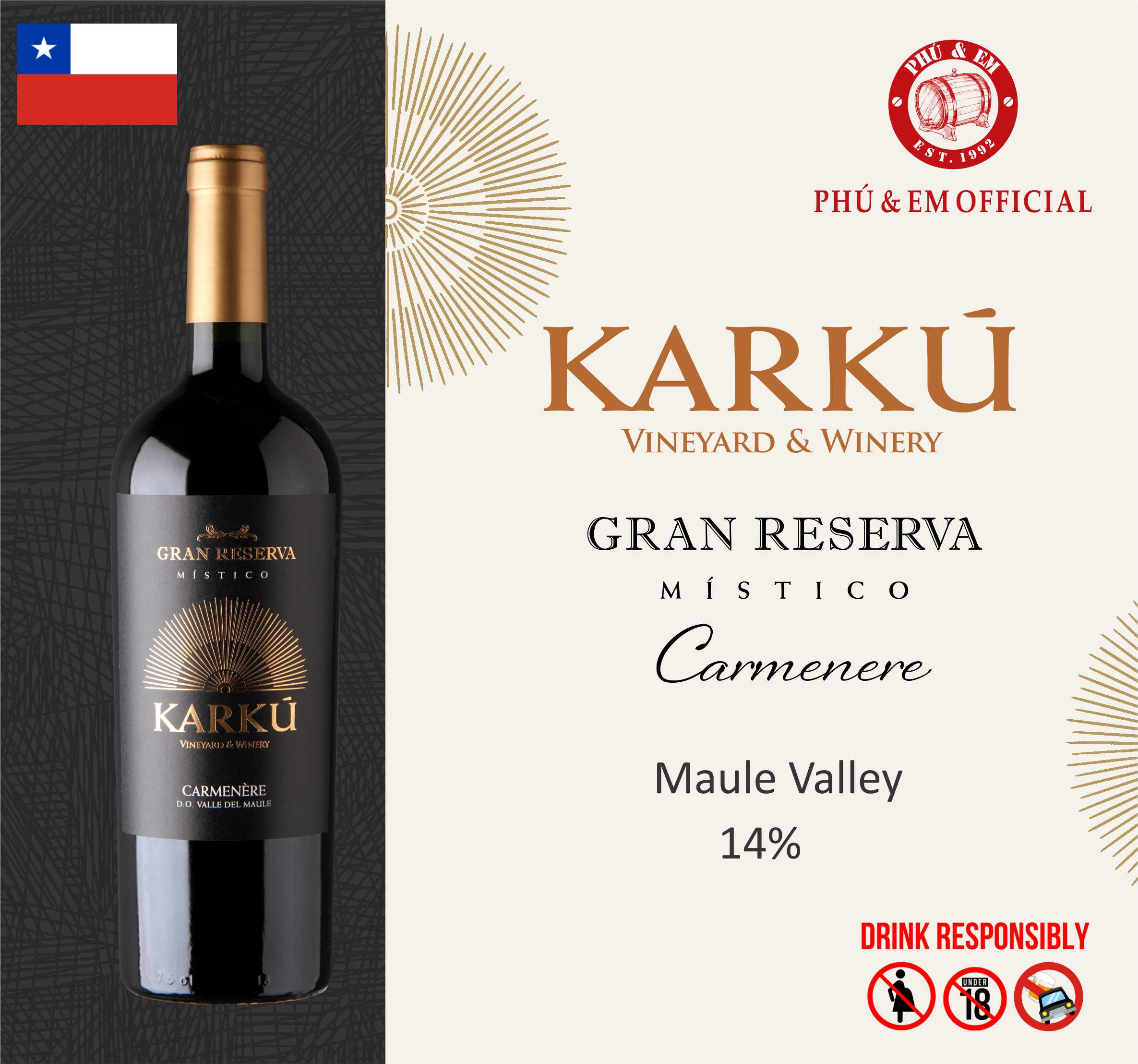 Rượu Vang Đỏ Chile Karku Gran Reserva Carmenere