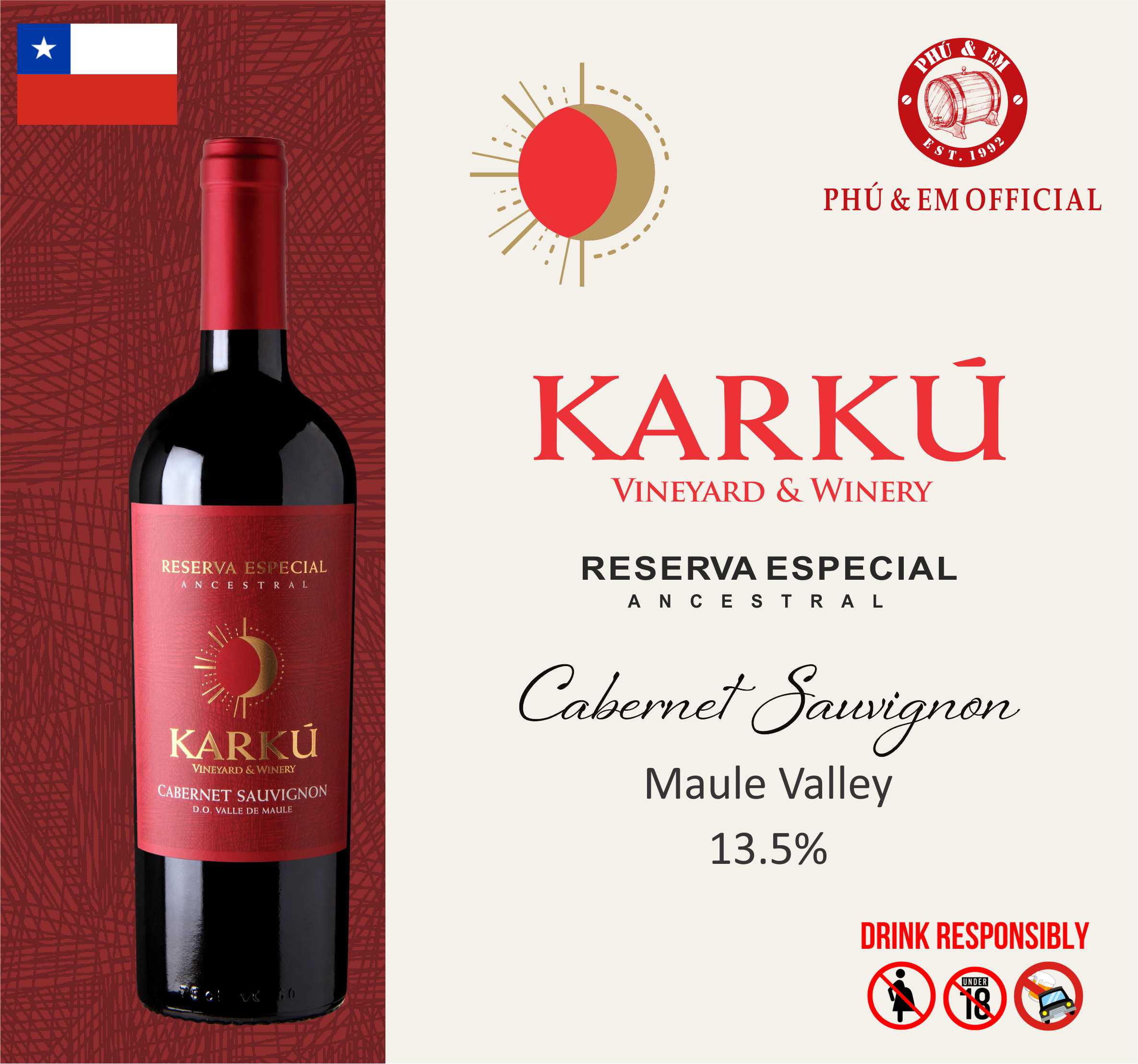 Rượu Vang Đỏ Chile Karku Reserva Especial Cabernet Sauvignon 
