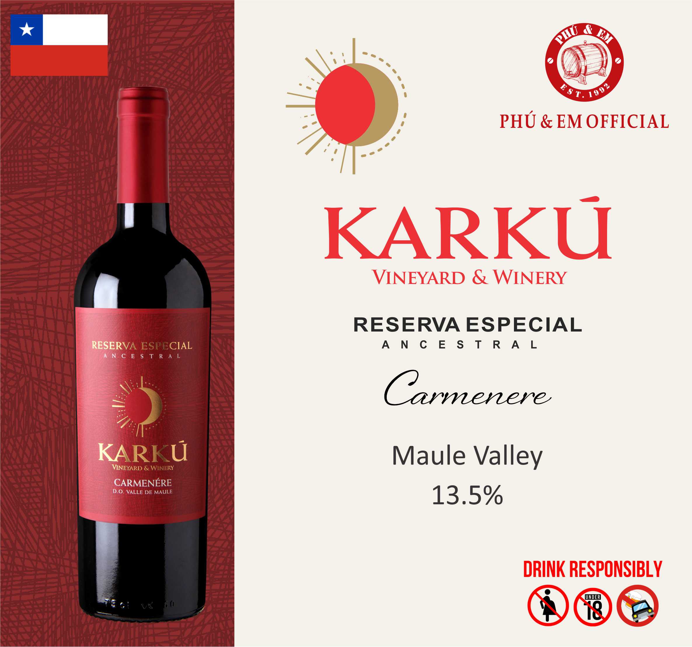 Rượu Vang Đỏ Chile Karku Reserva Especial Carmenere