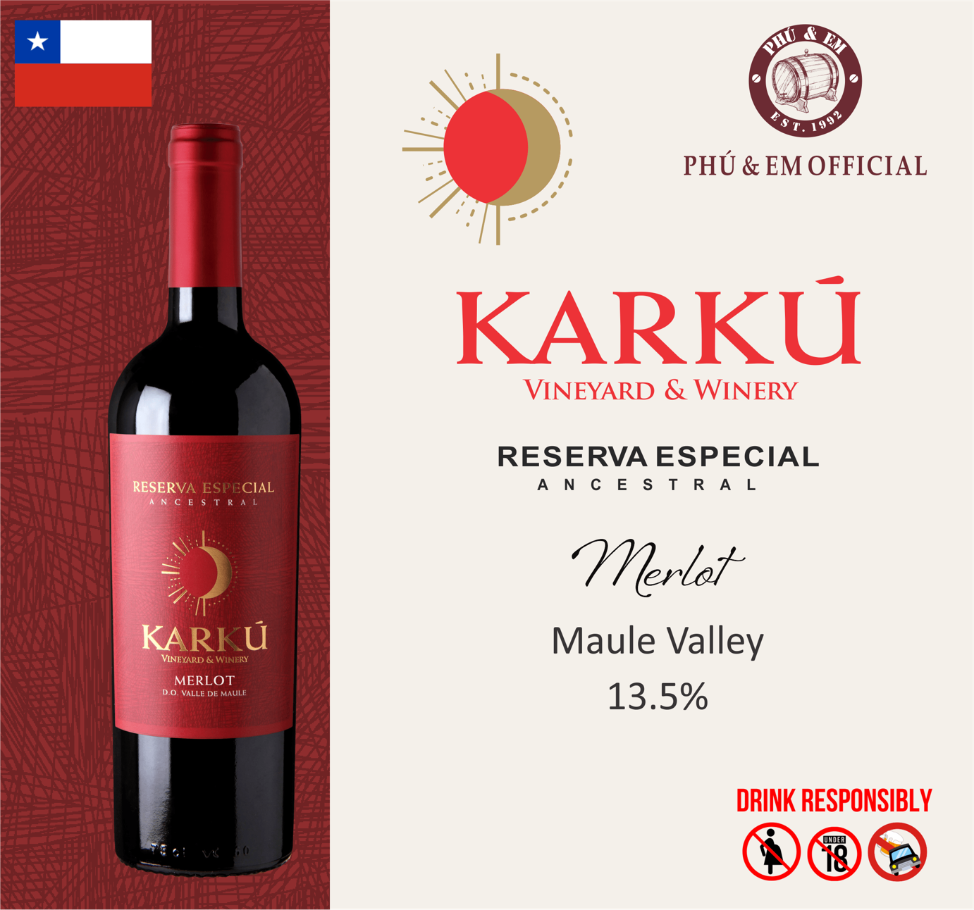 Rượu Vang Đỏ Chile Karku Reserva Especial Merlot