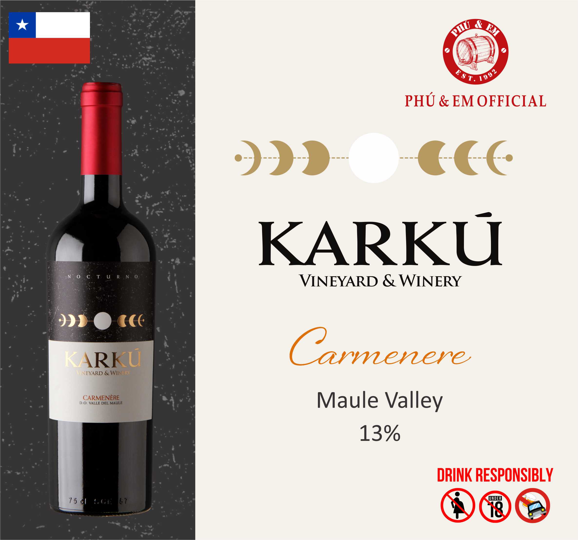 Rượu Vang Đỏ Chile Karku Carmenere