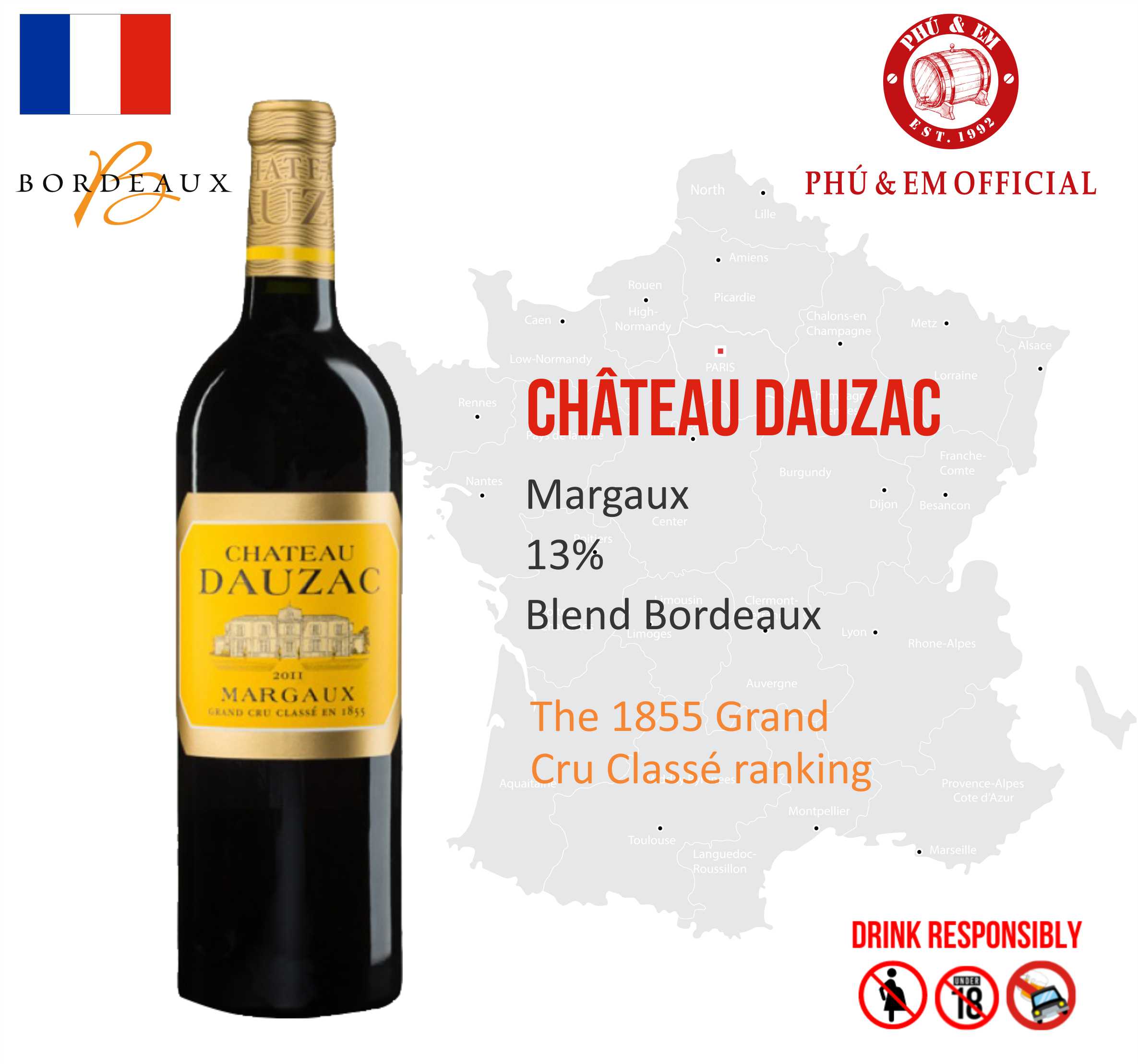  Rượu Vang Đỏ Pháp Chateau Dauzac 