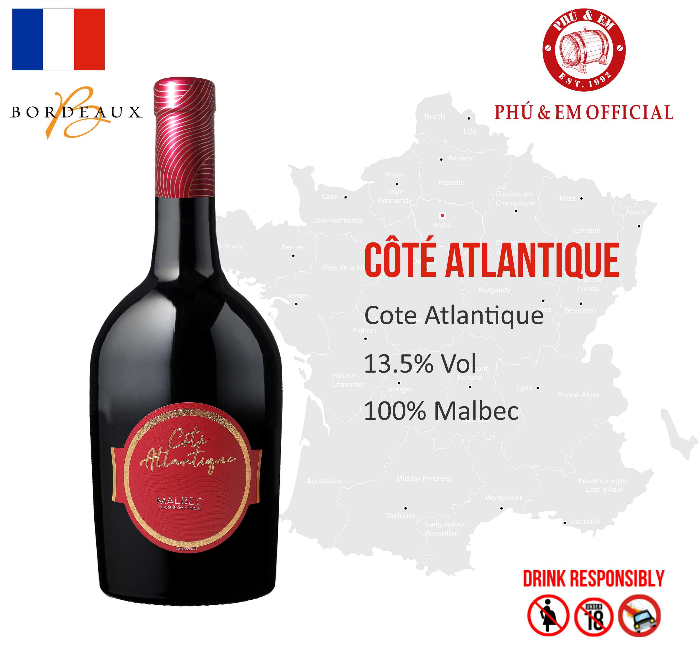  Rượu Vang Đỏ Pháp Côté Atlantique 