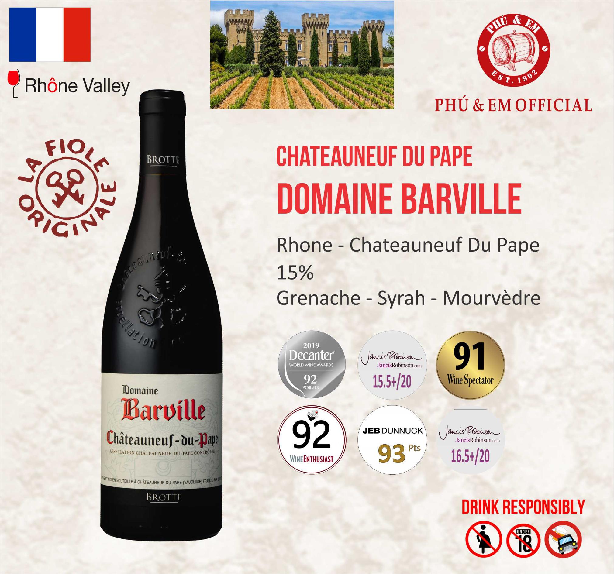 Rượu Vang Đỏ Pháp Chateauneuf du Pape Domaine Barville 