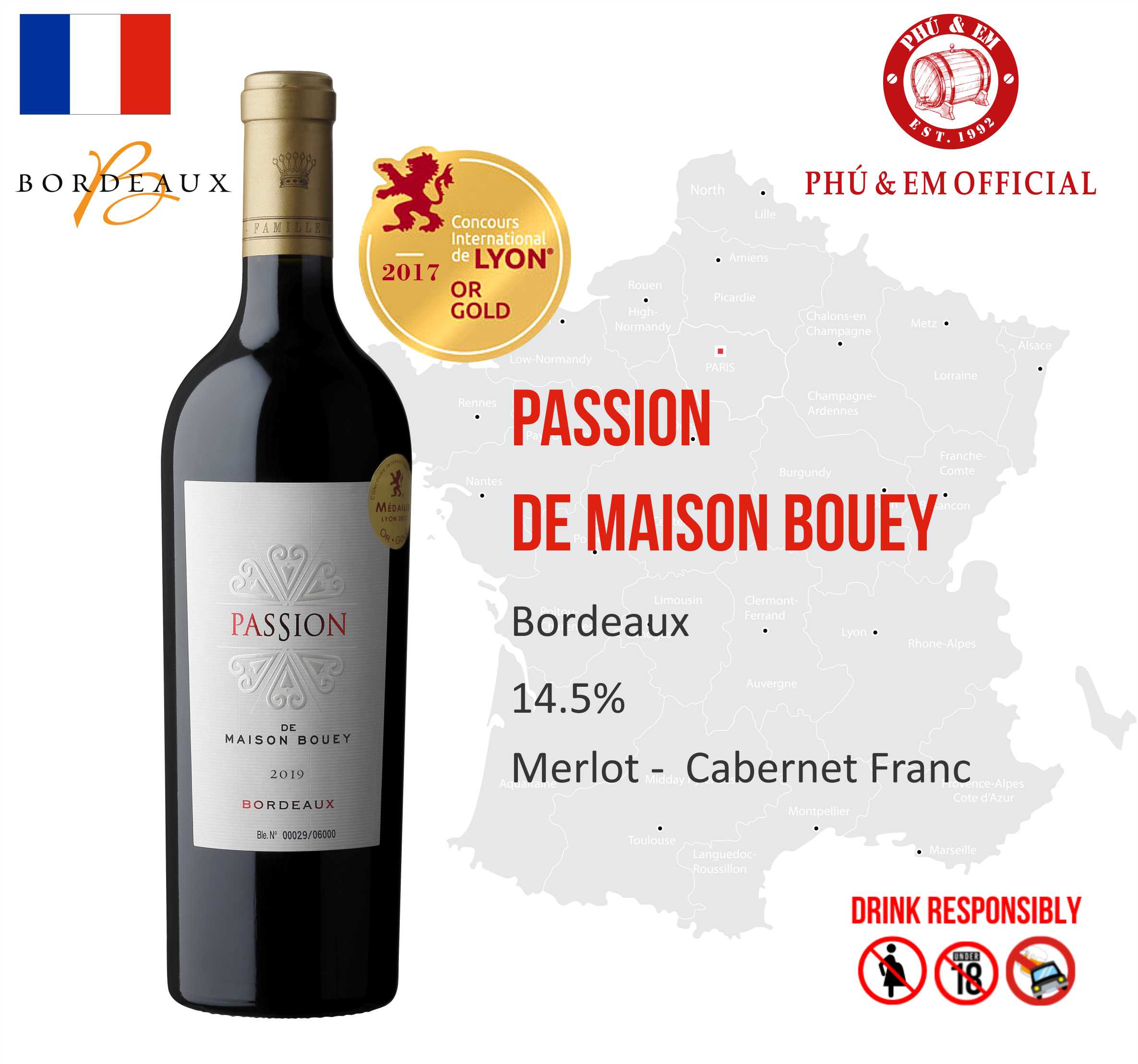  Rượu Vang Đỏ Pháp Passion de Maison Bouey 