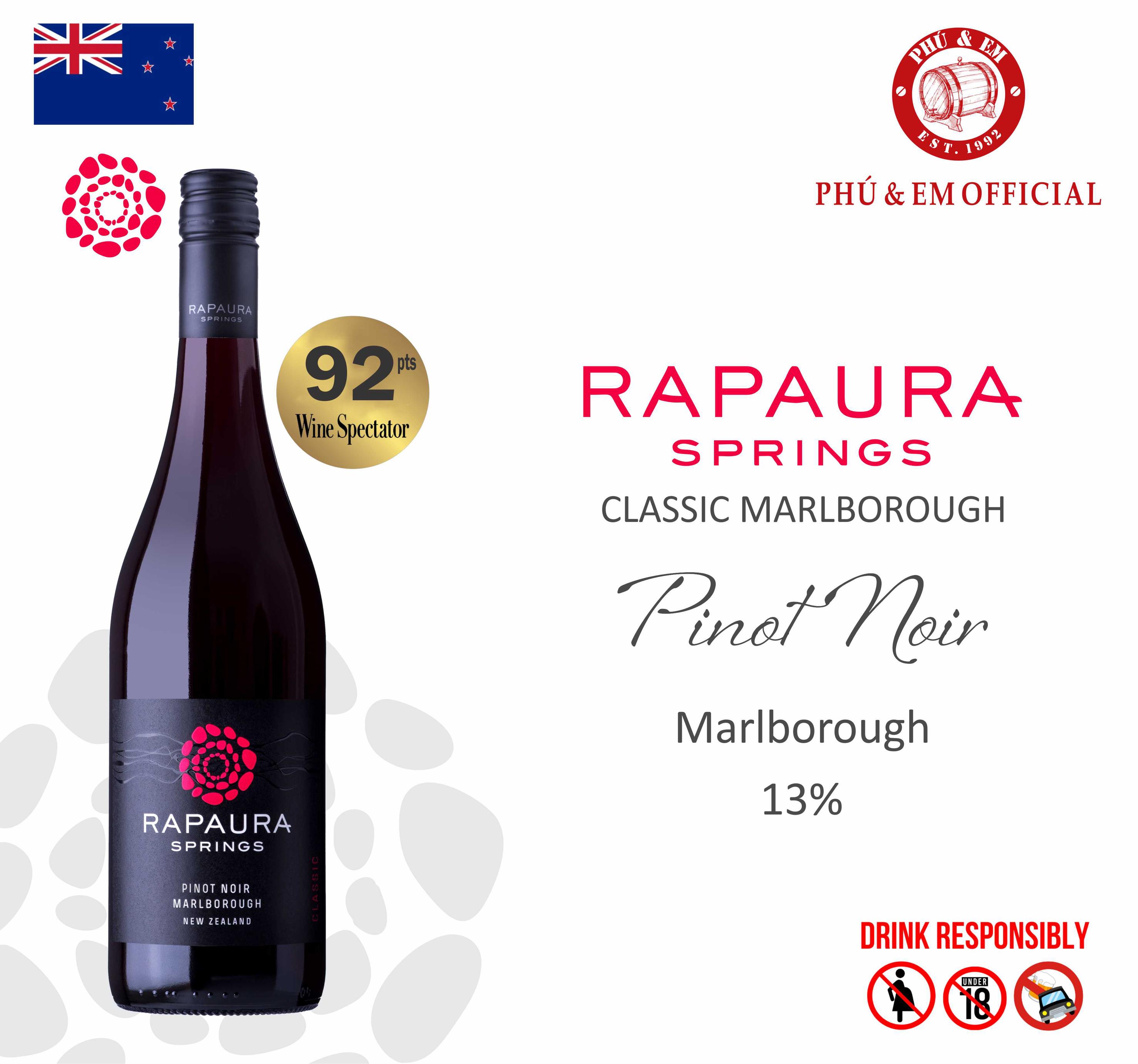 Rượu Vang Đỏ New Zealand Rapaura Springs Classic Pinot Noir