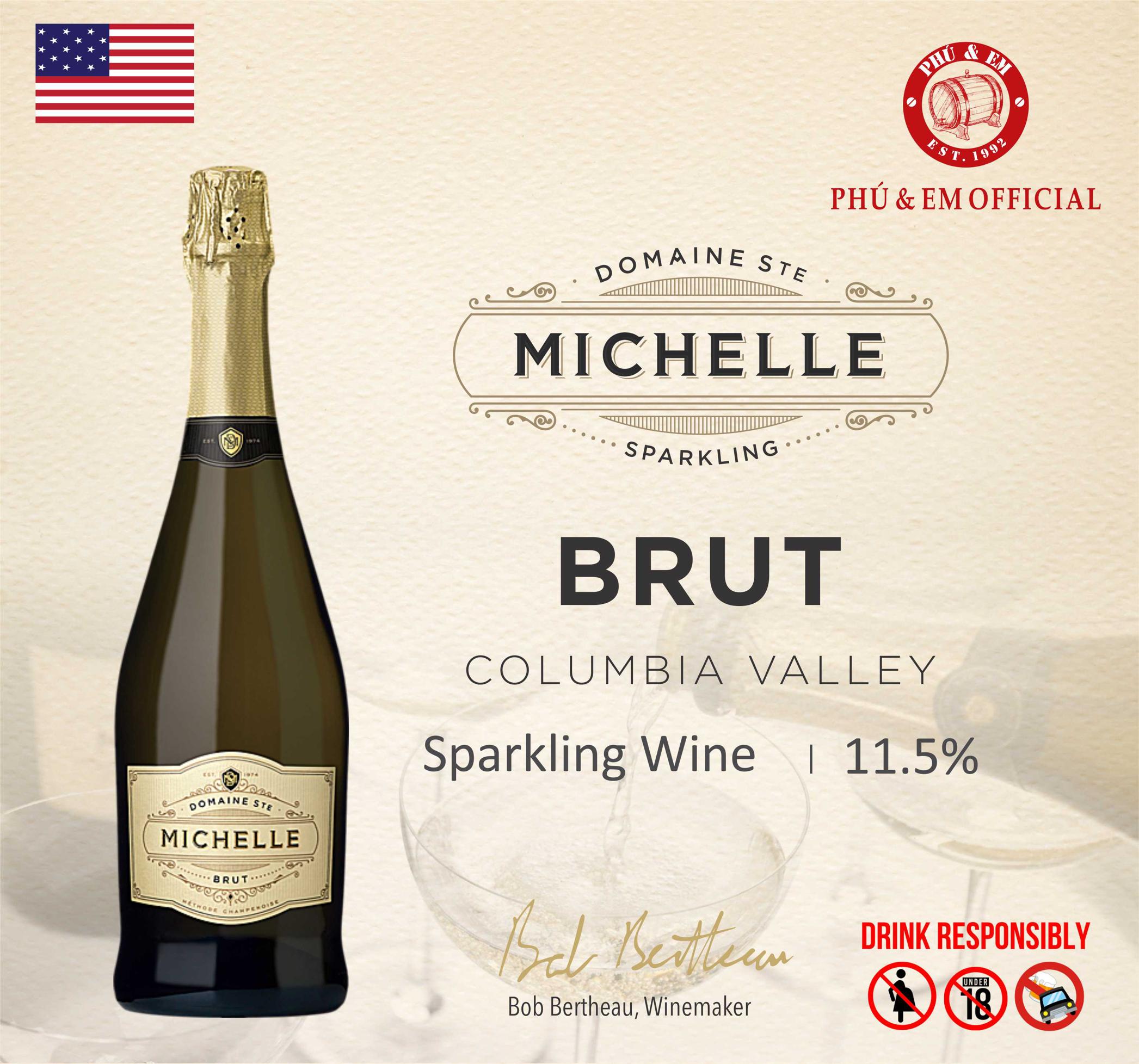 Rượu Vang Nổ Mỹ Domaine Ste. Michelle Brut