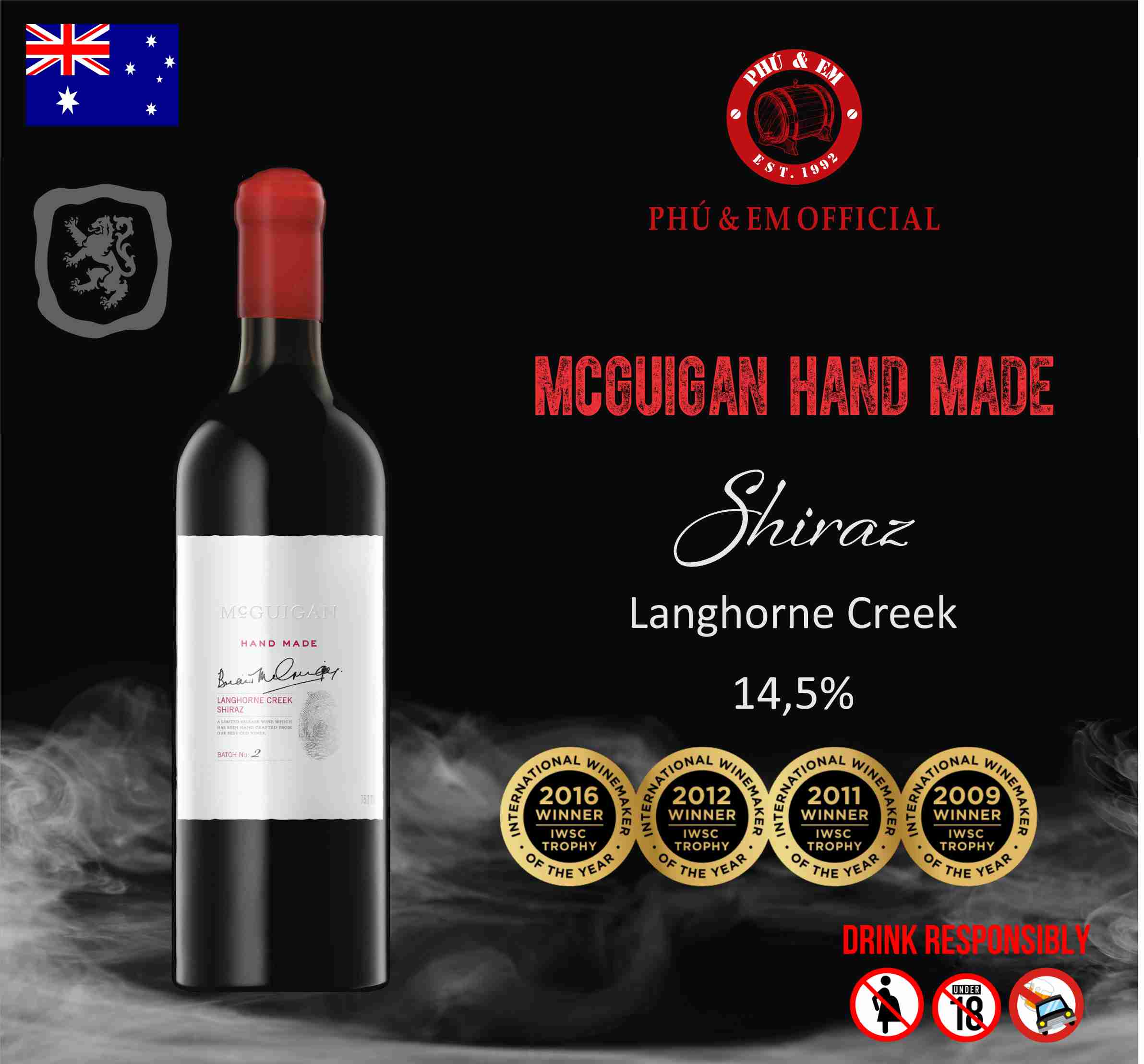  Rượu Vang Đỏ Úc McGuigan Hand Made Langhorne Creek Shiraz 