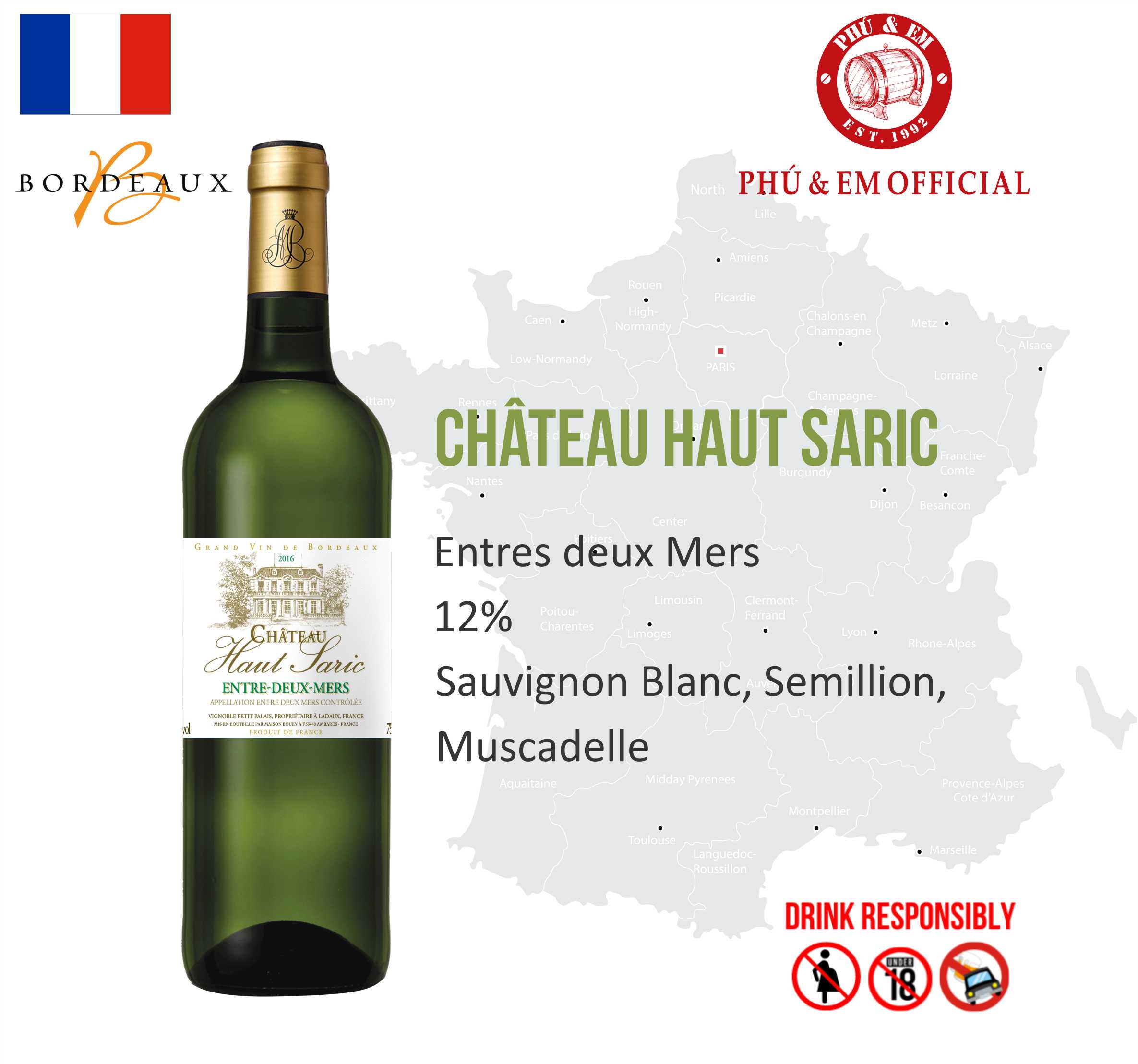  Rượu Vang Trắng Pháp Chateau Haut Saric 