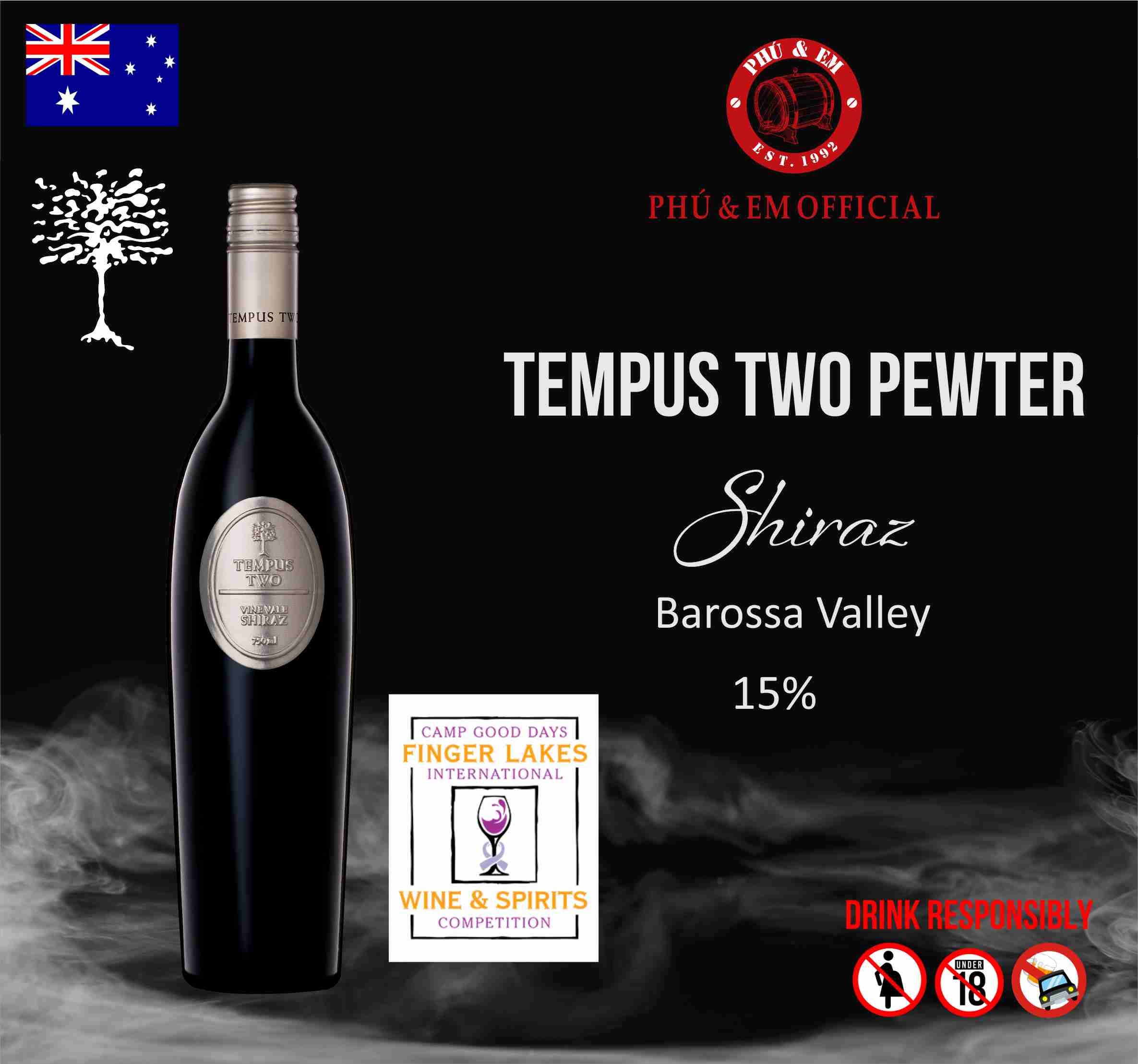  Rượu Vang Đỏ Úc Tempus Two Pewter Shiraz 