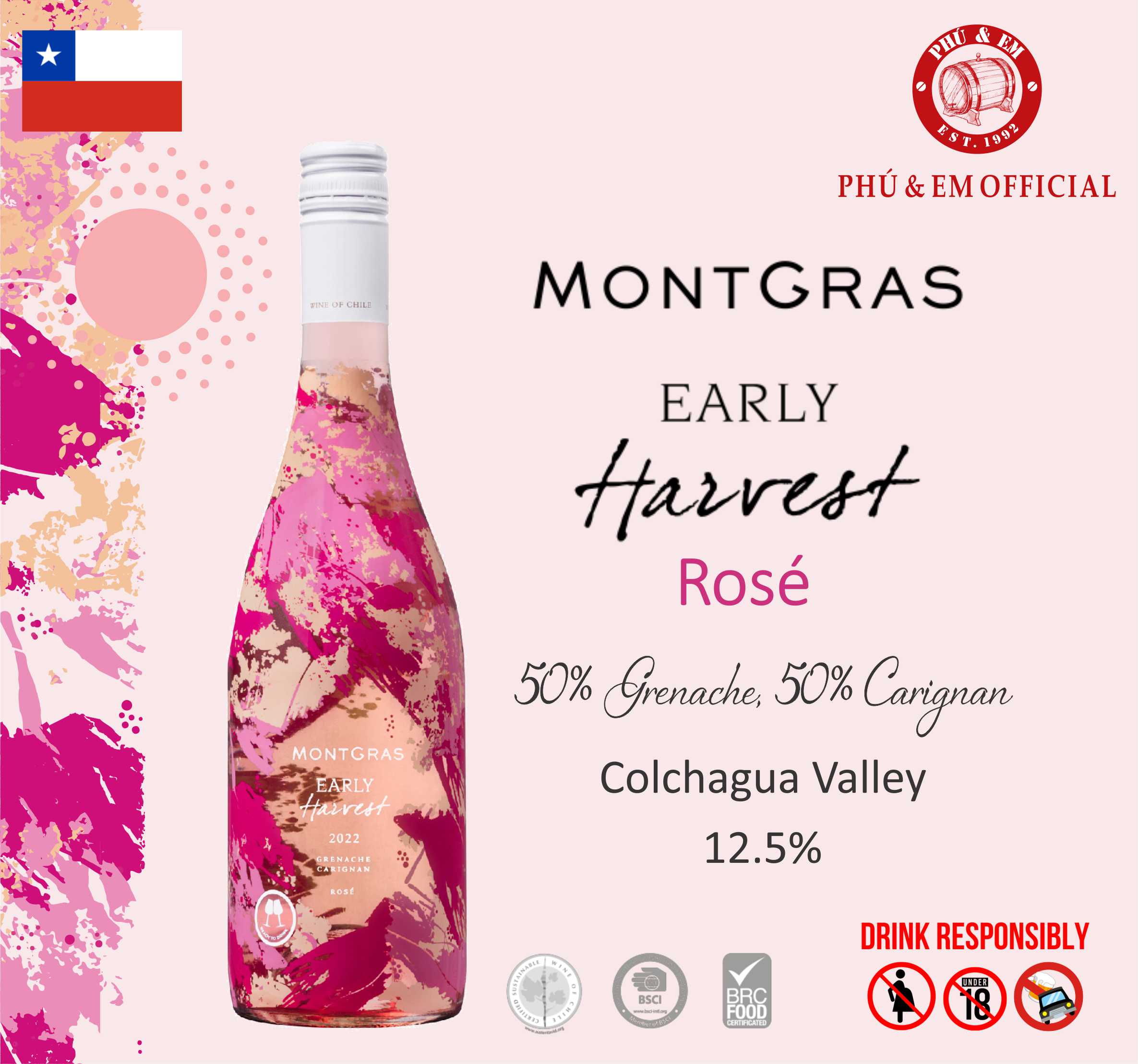 Rượu Vang Hồng Chile MontGras Early Harvest