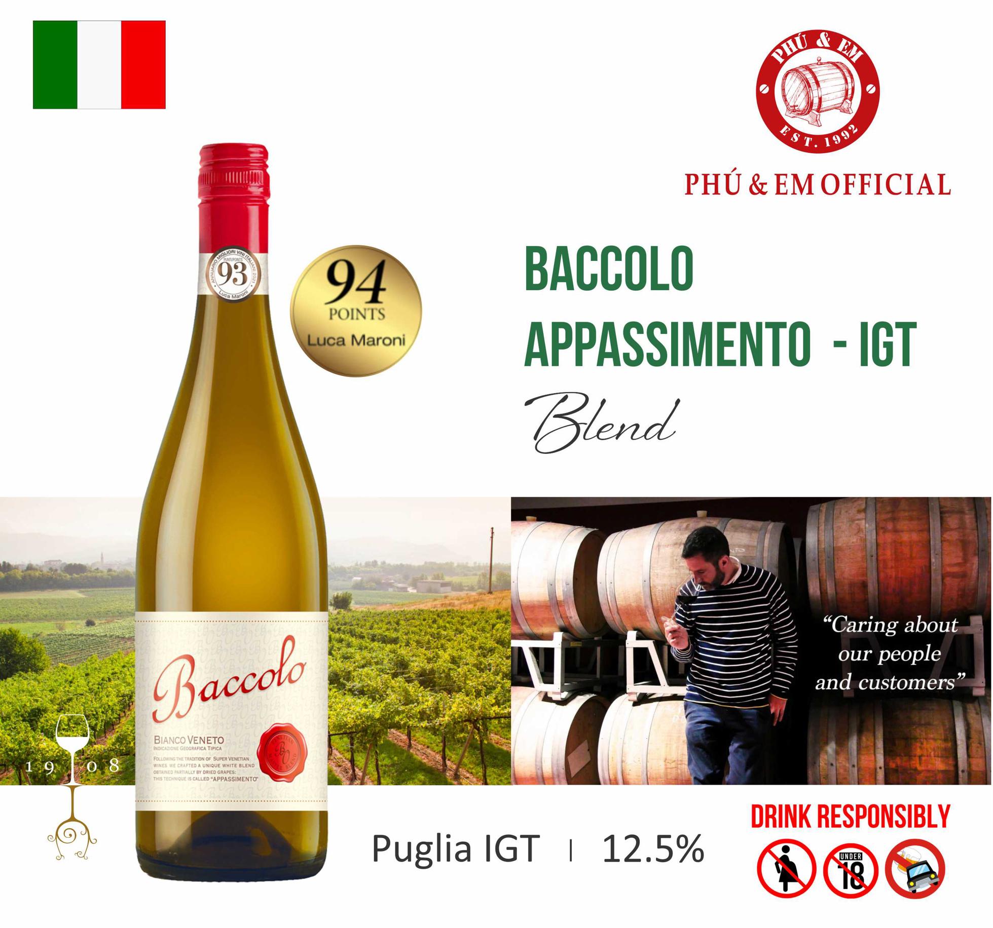  Rượu Vang Trắng Ý Baccolo Appassimento 