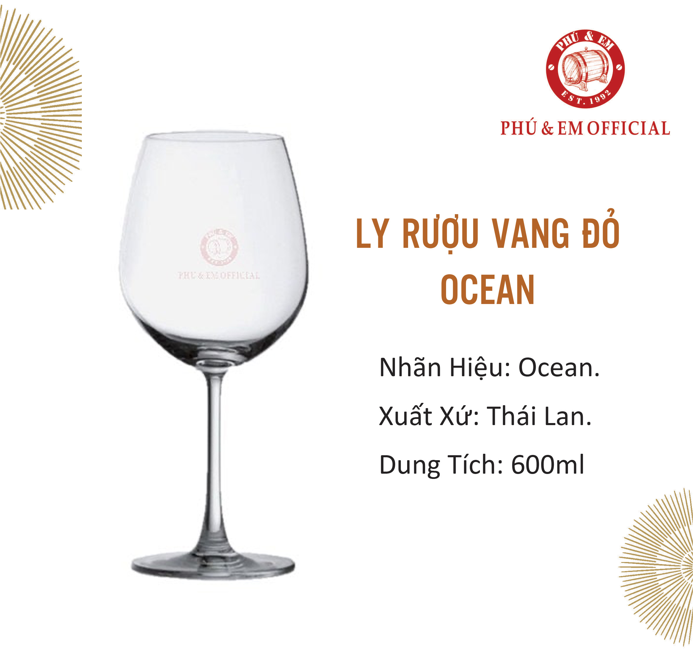  Ly Rượu Vang Đỏ Ocean 