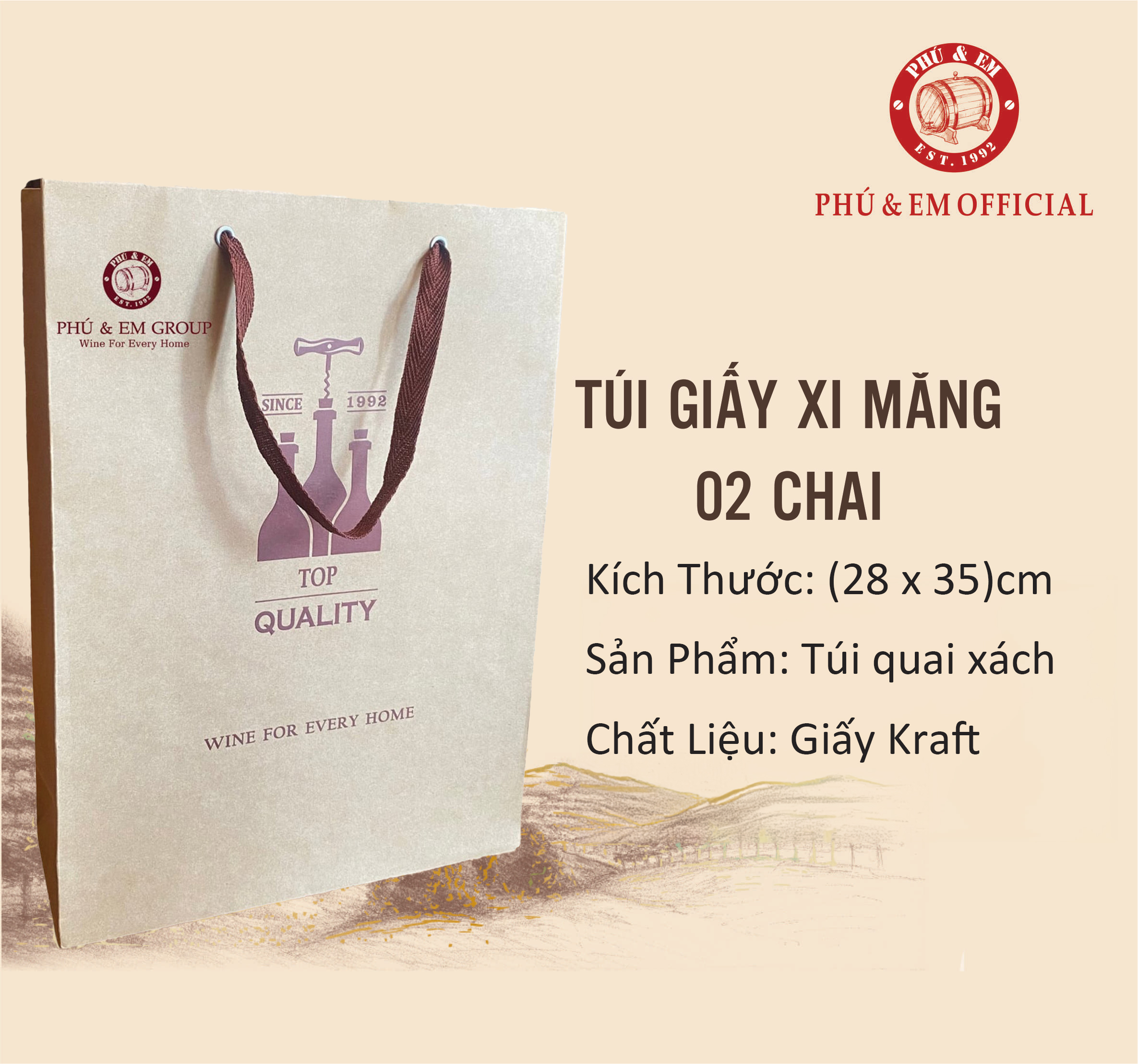 Túi Giấy Xi Măng 02 Chai