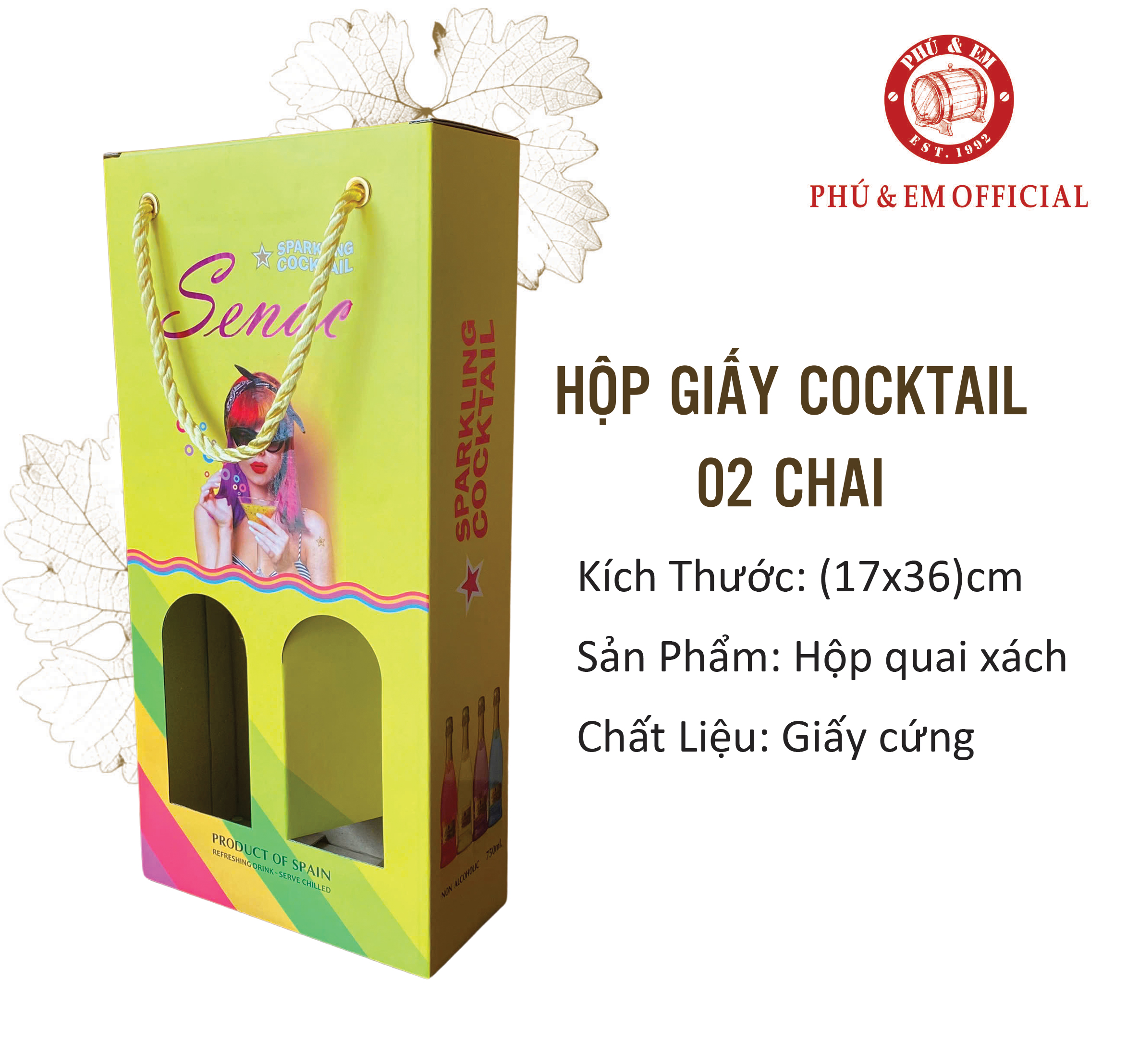 Hộp cocktail new 02 chai