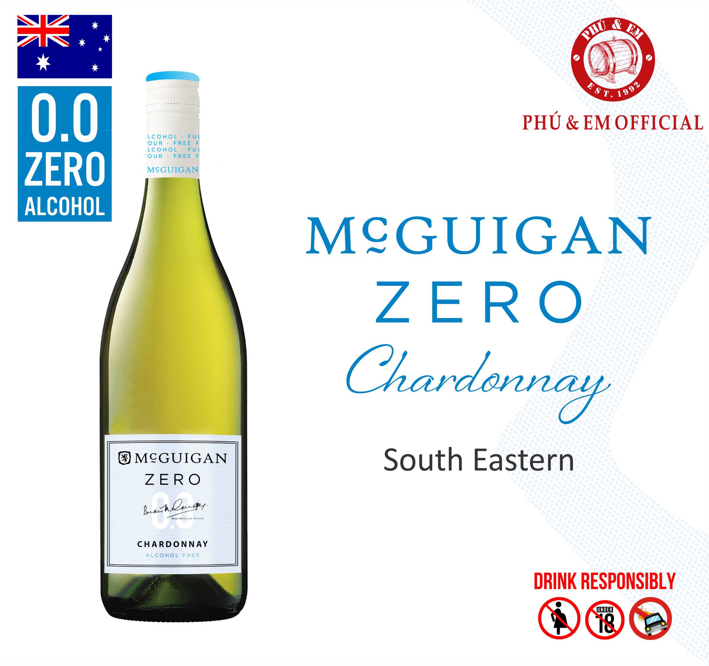 Rượu Vang Trắng Không Cồn Úc McGuigan Zero Chardonnay 