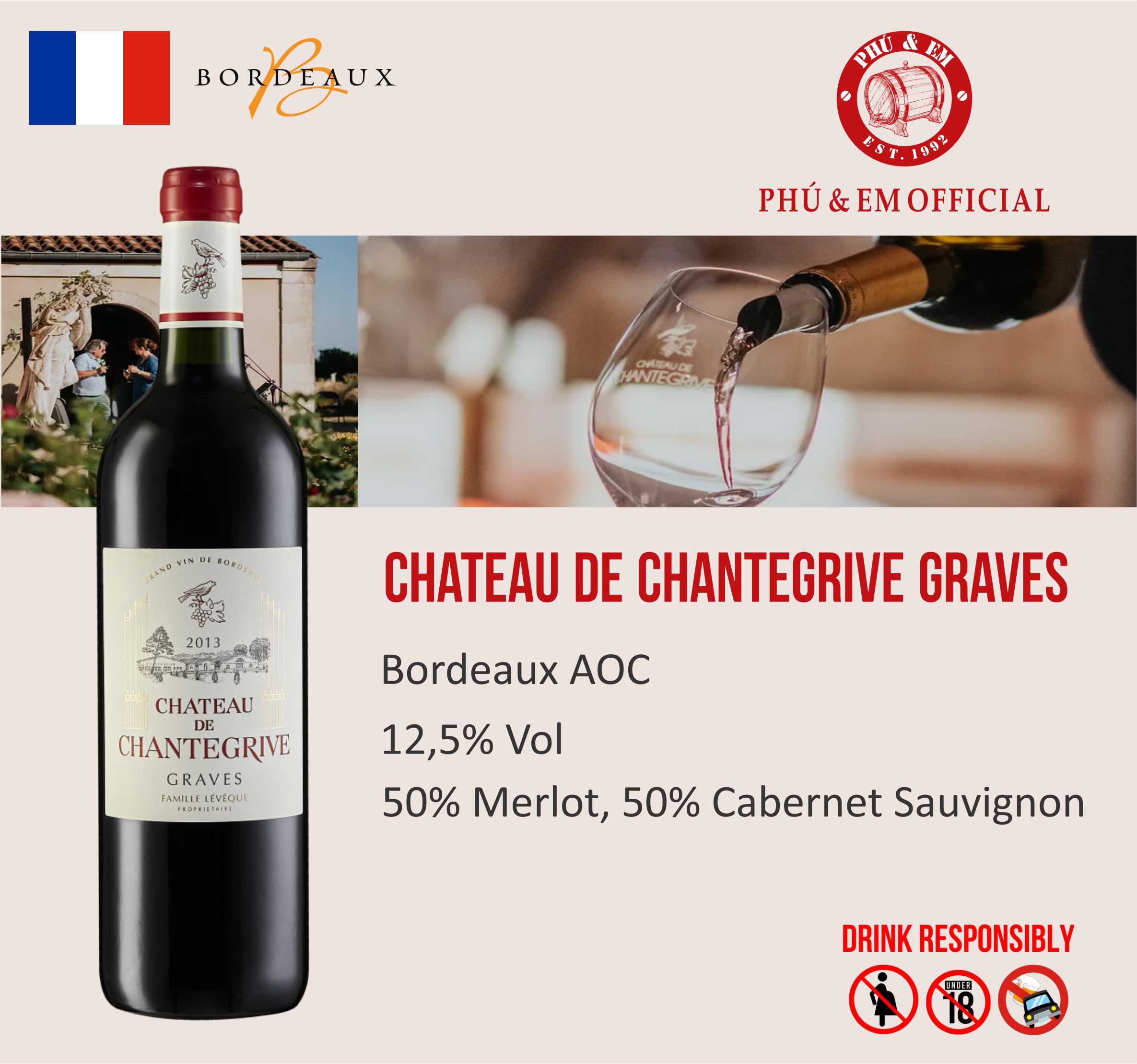  Rượu Vang Đỏ Pháp Chateau de Chantegrive 
