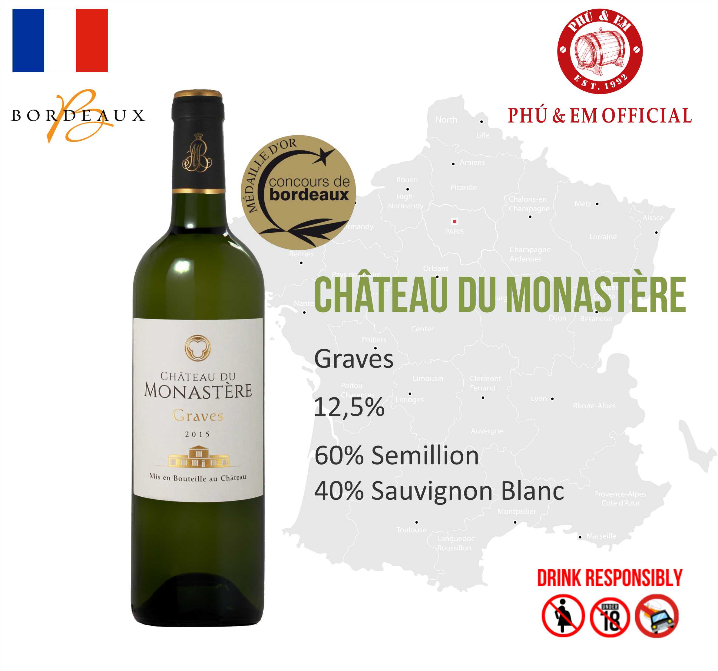Rượu Vang Trắng Pháp Chateau du Monastere