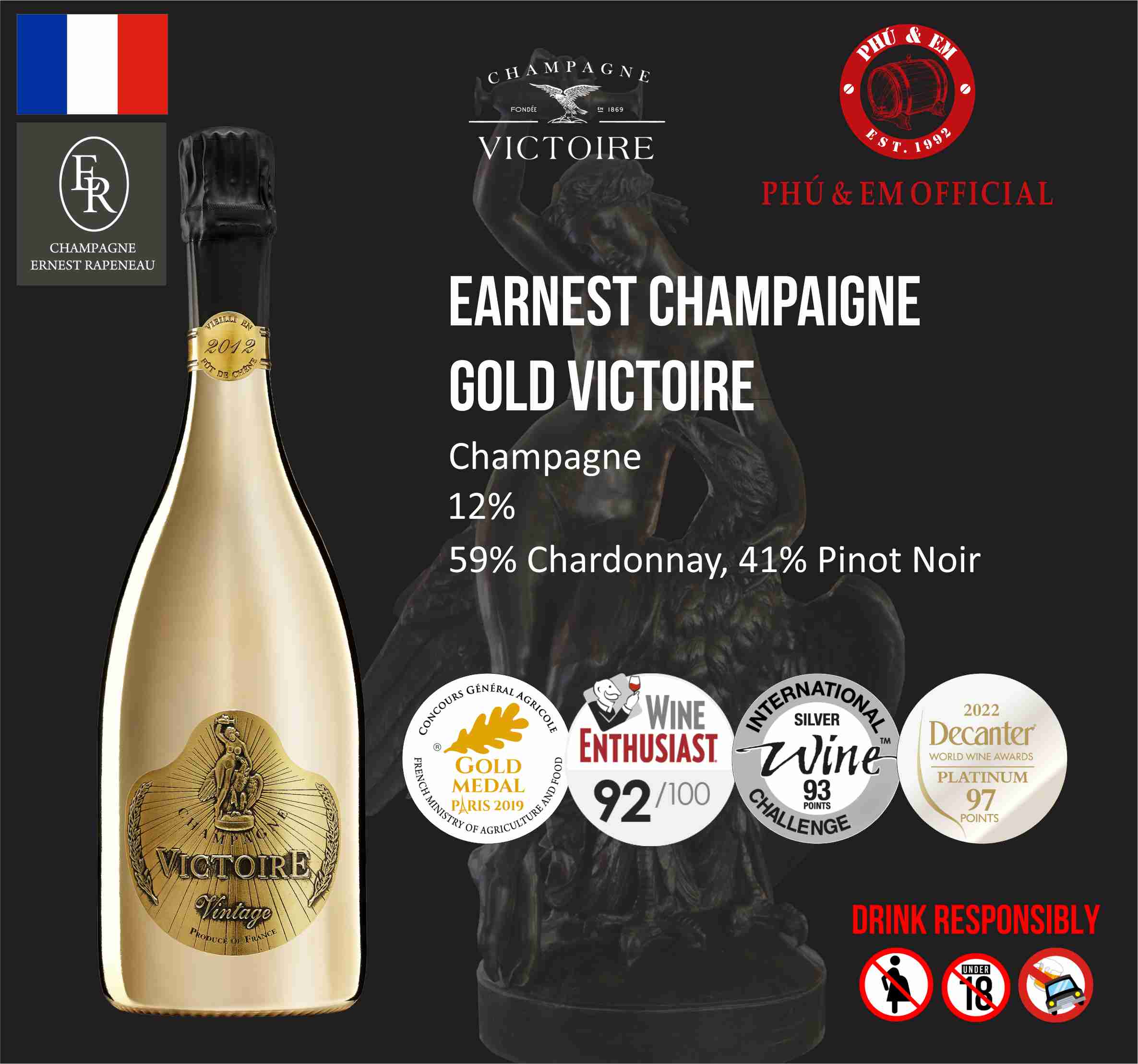 Rượu Champagne Pháp Victoire Gold Vintage