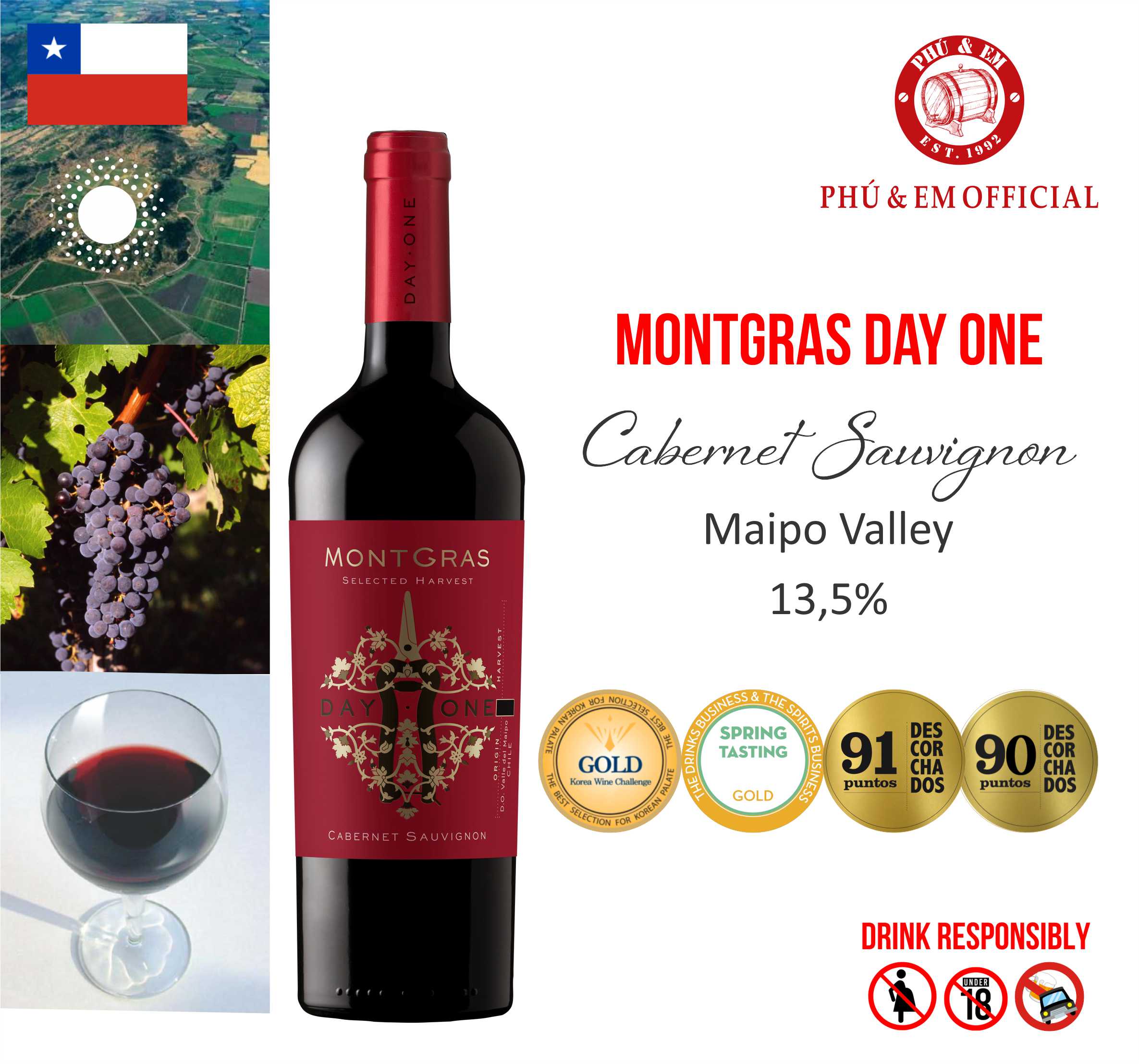 Rượu Vang Đỏ Chile MontGras Day One Cabernet Sauvignon