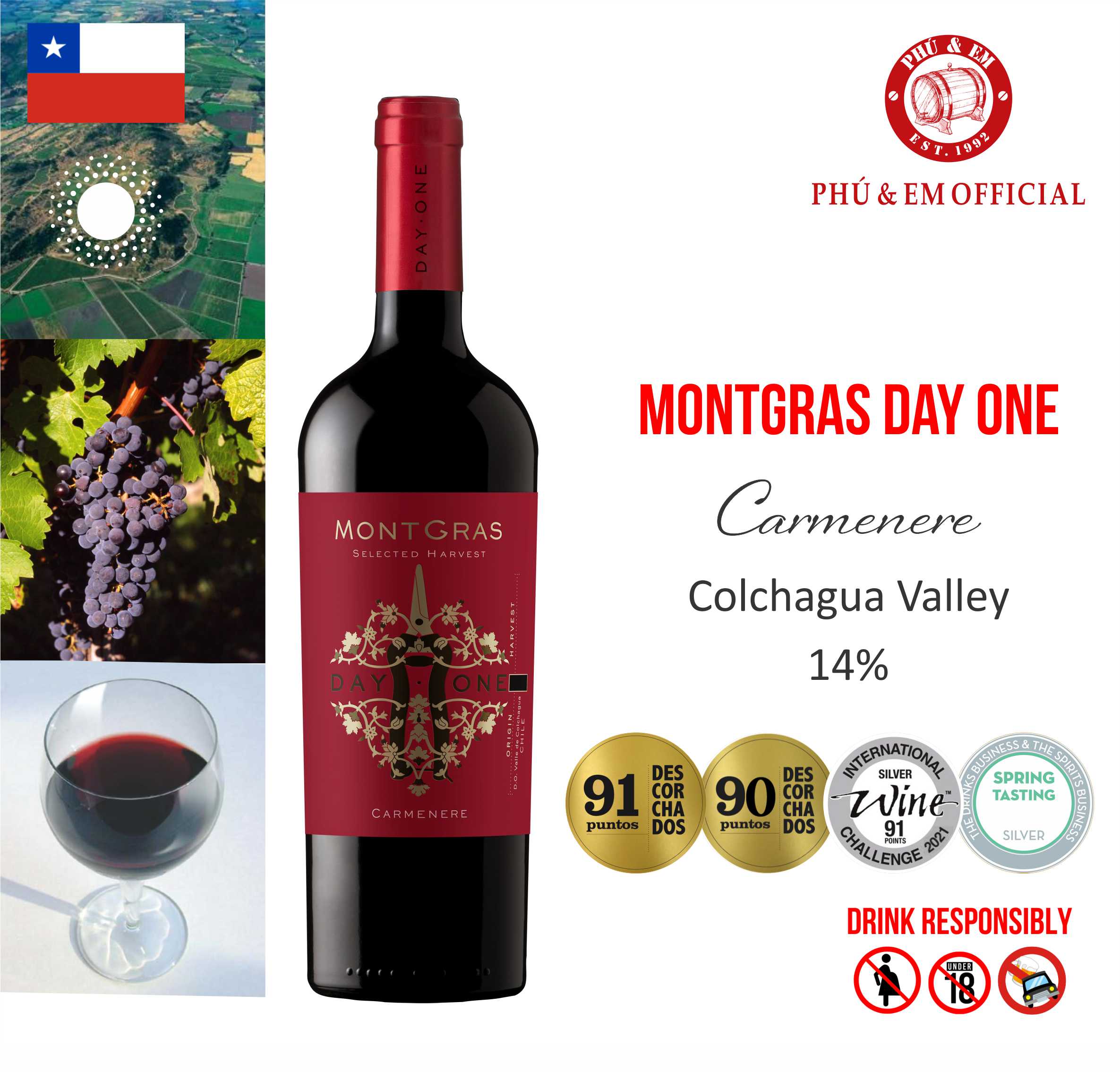 Rượu Vang Đỏ Chile MontGras Day One Carmenere