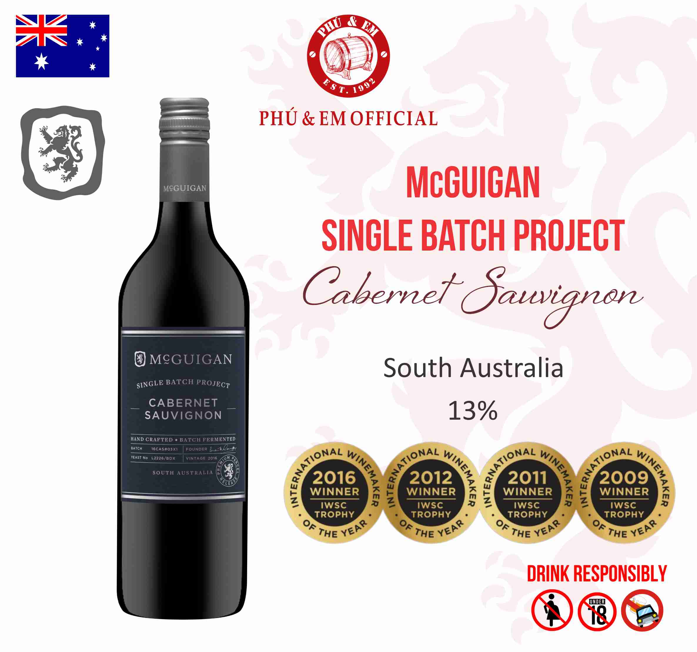 Rượu Vang Đỏ Úc McGuigan Single Batch Project Cabernet Sauvignon