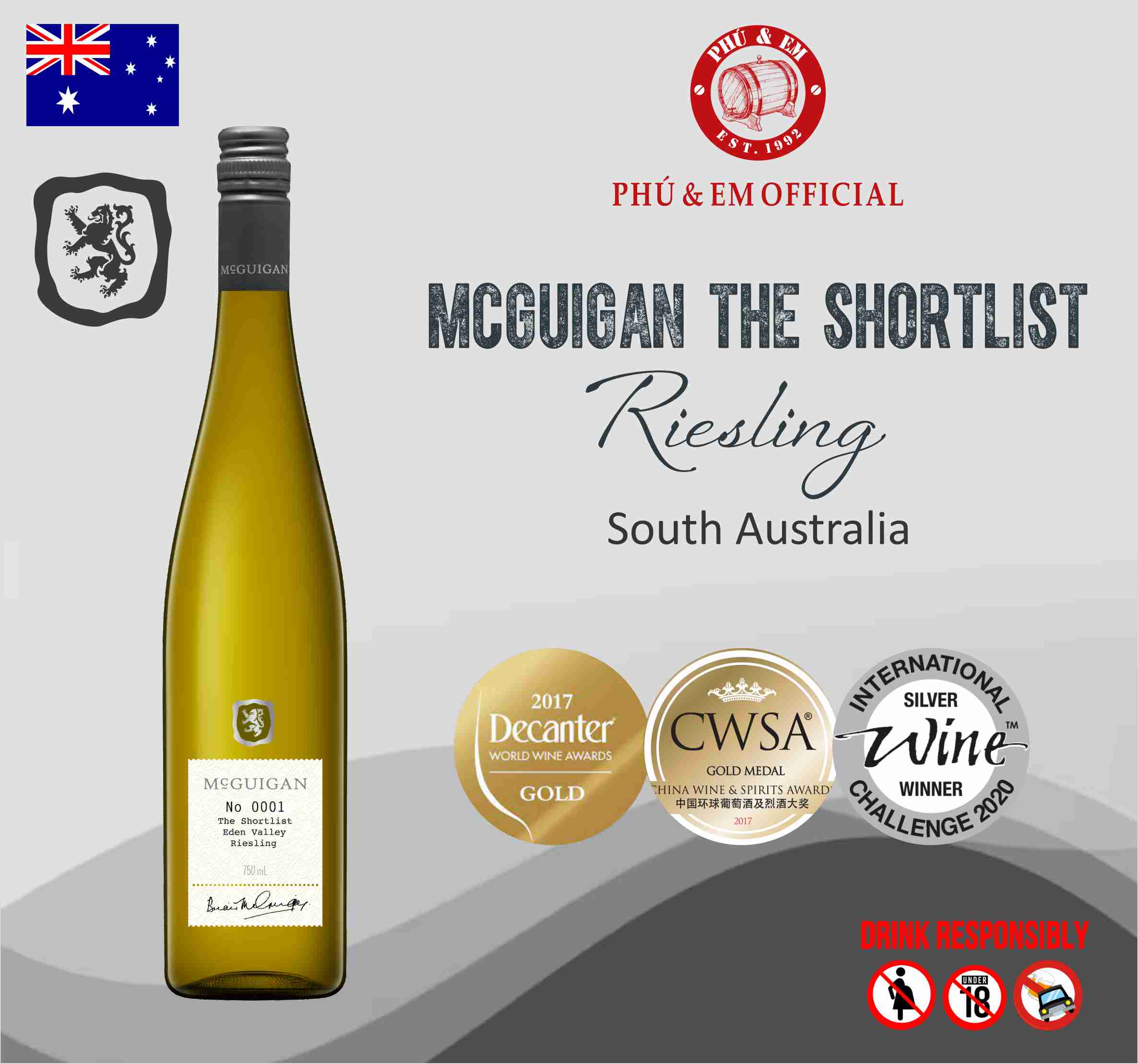 Rượu Vang Trắng Úc McGuigan The Shortlist Riesling 