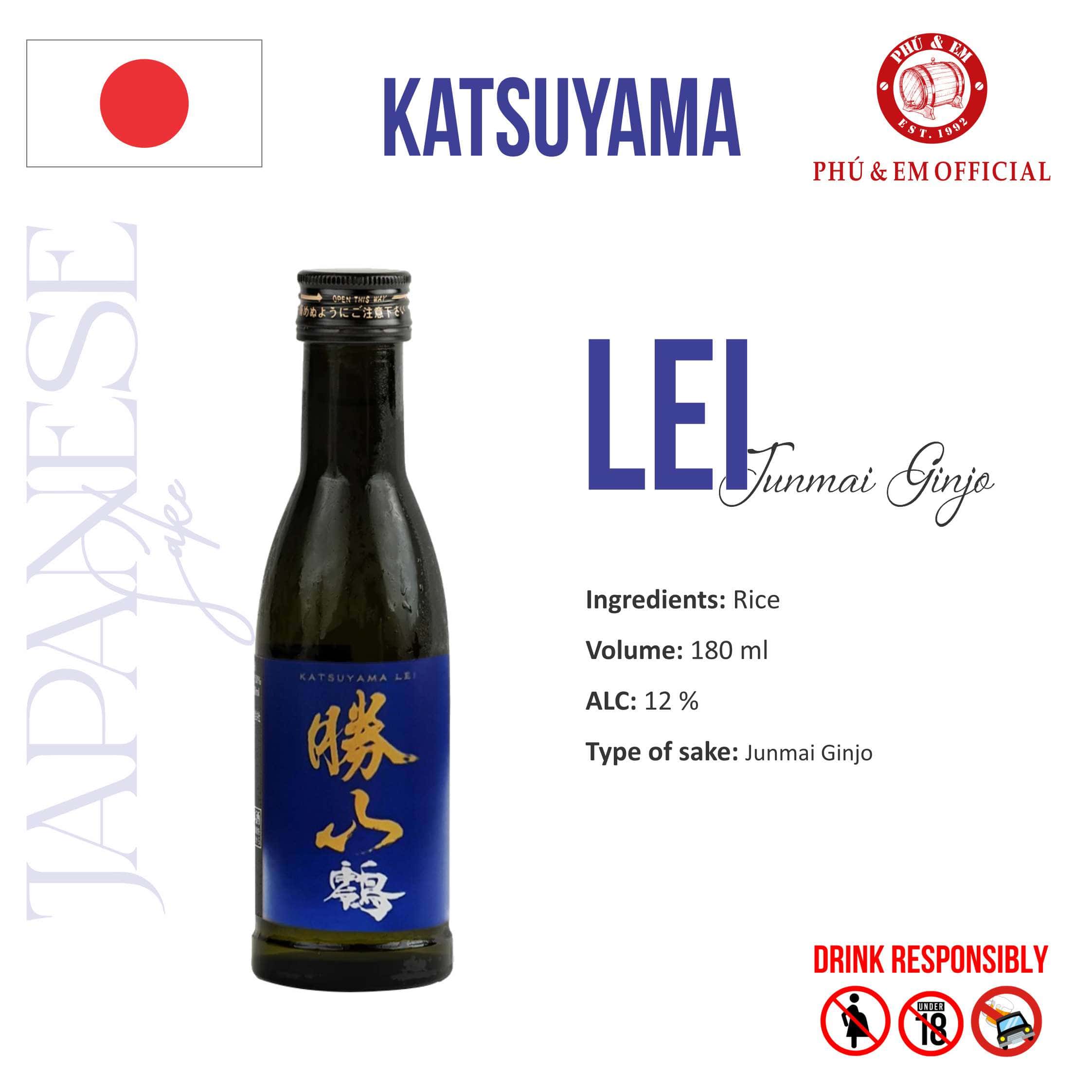  Rượu Sake Nhật Katsuyama Junmai Ginjo Lei 180ml 