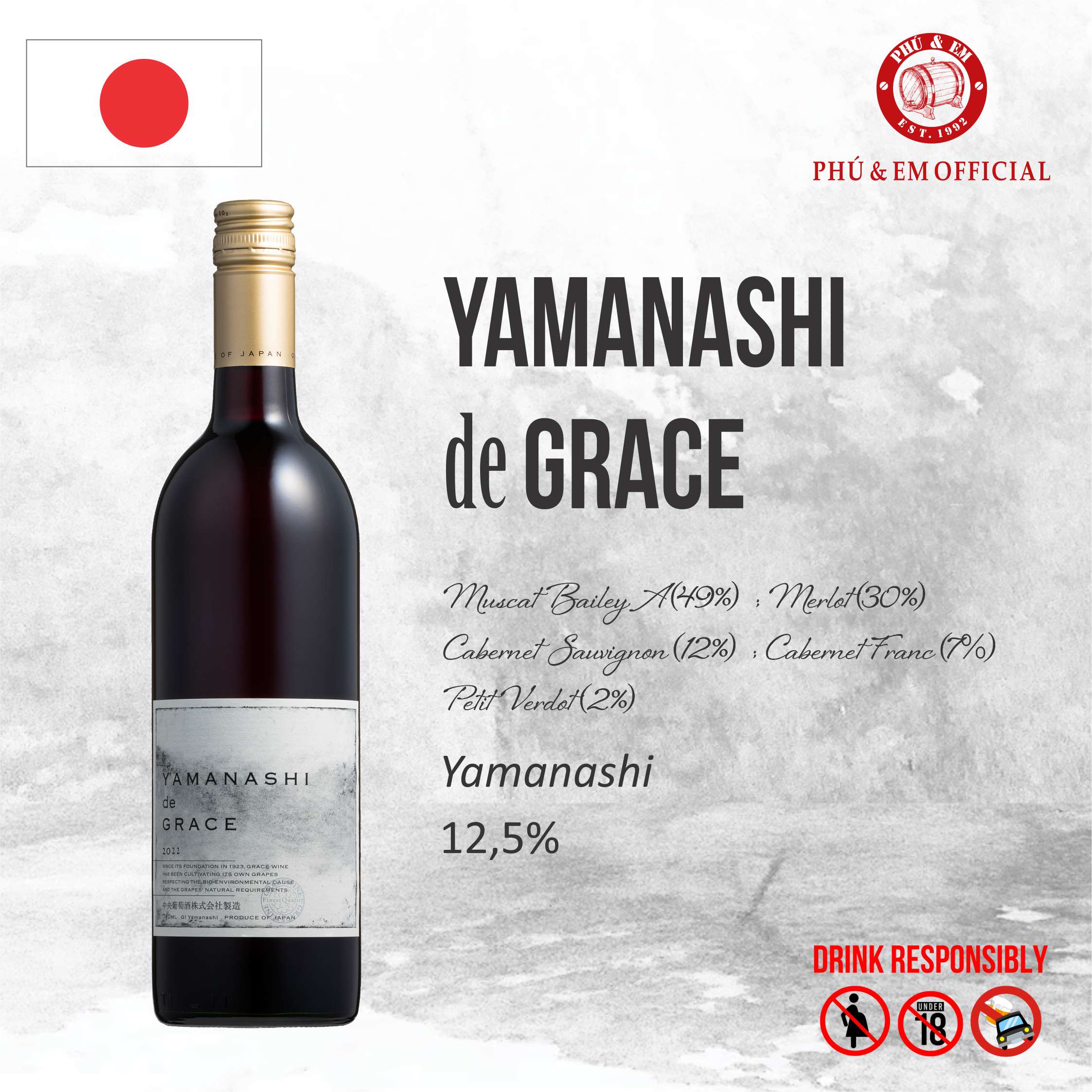  Rượu Vang Đỏ Nhật Yamanashi de Grace 
