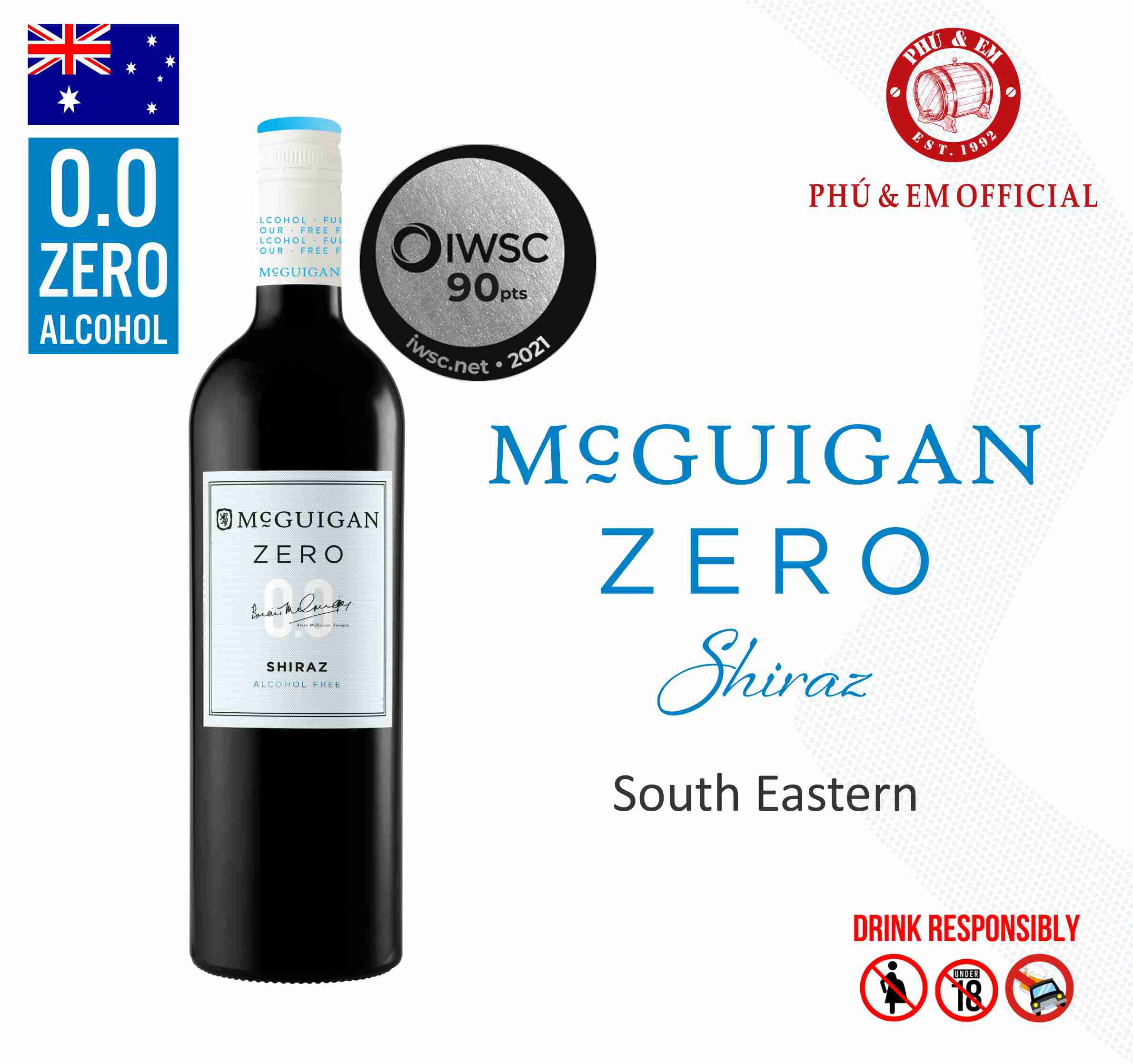 Rượu Vang Đỏ Không Cồn Úc McGuigan Zero Shiraz