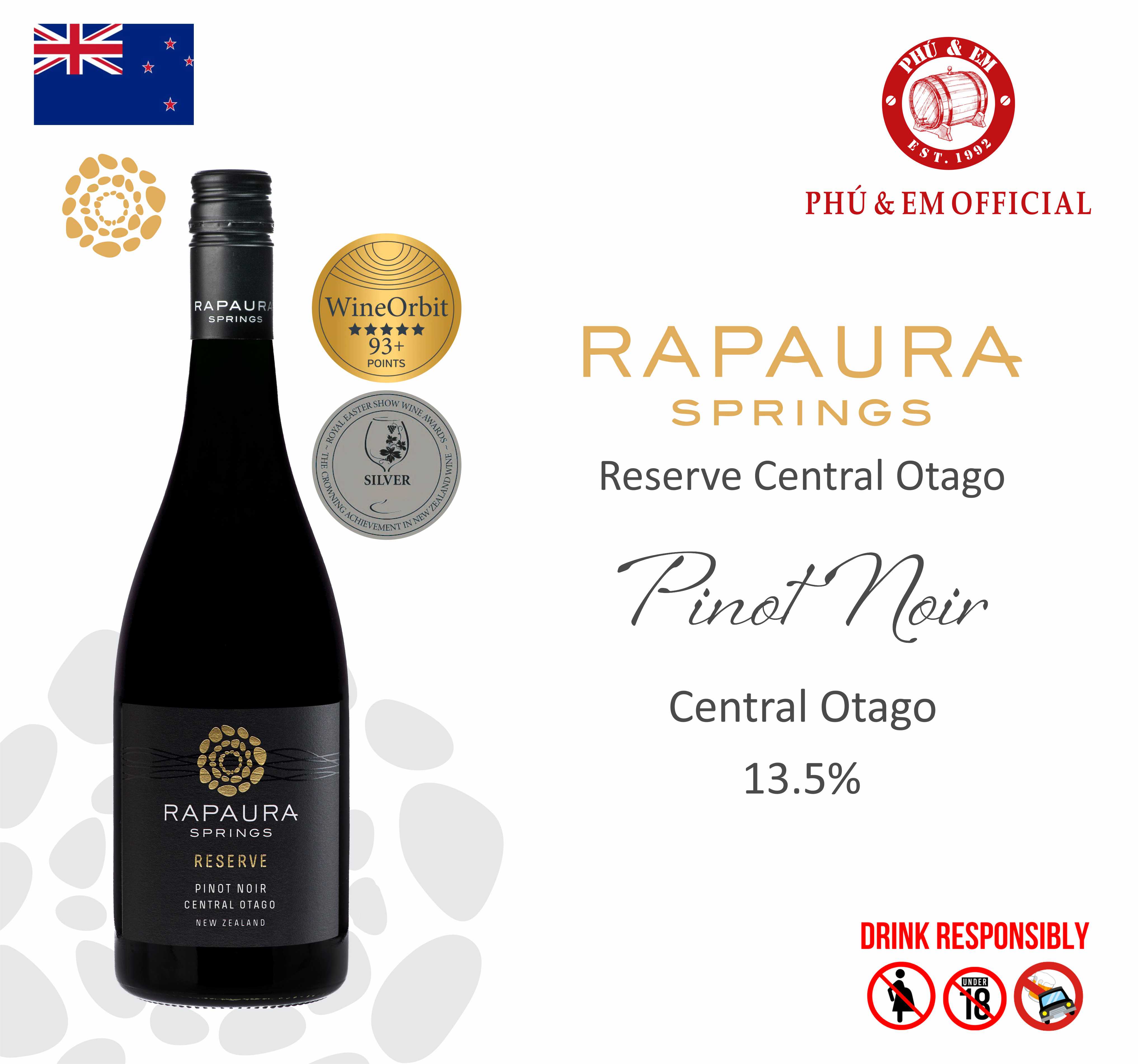 Rượu Vang Đỏ New Zealand Rapaura Springs Reserve Pinot Noir