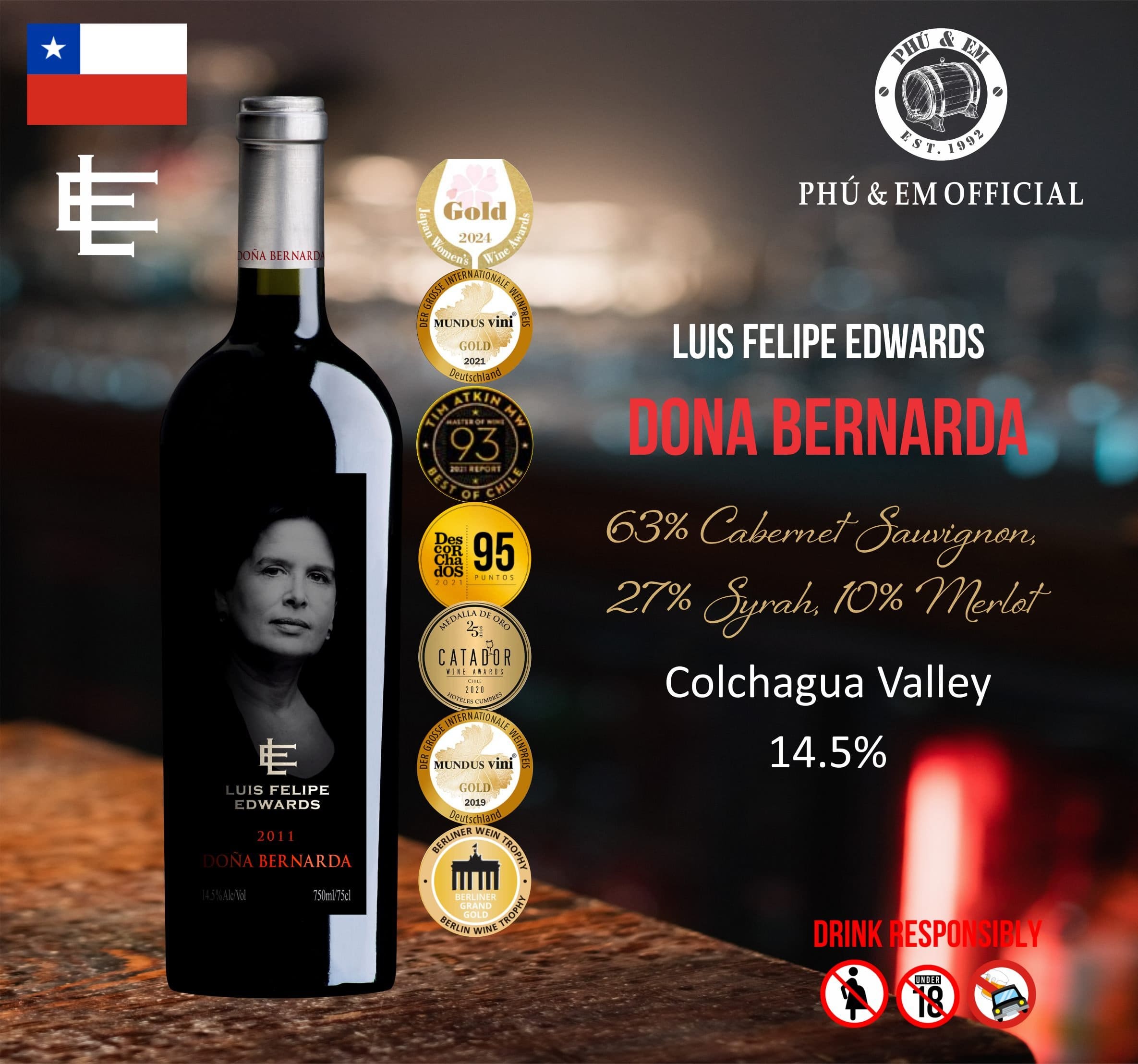 Rượu Vang Đỏ Chile Luis Felipe Edwards Dona Bernarda