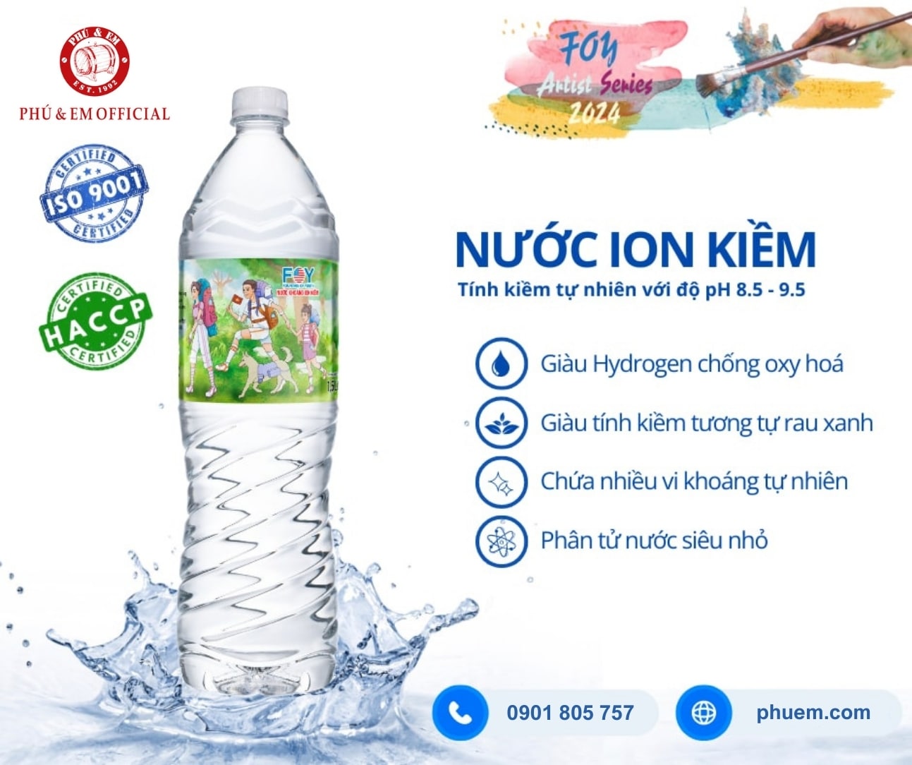  Thùng Nước Khoáng Tính Kiềm FOY Artist Series 1.5L 