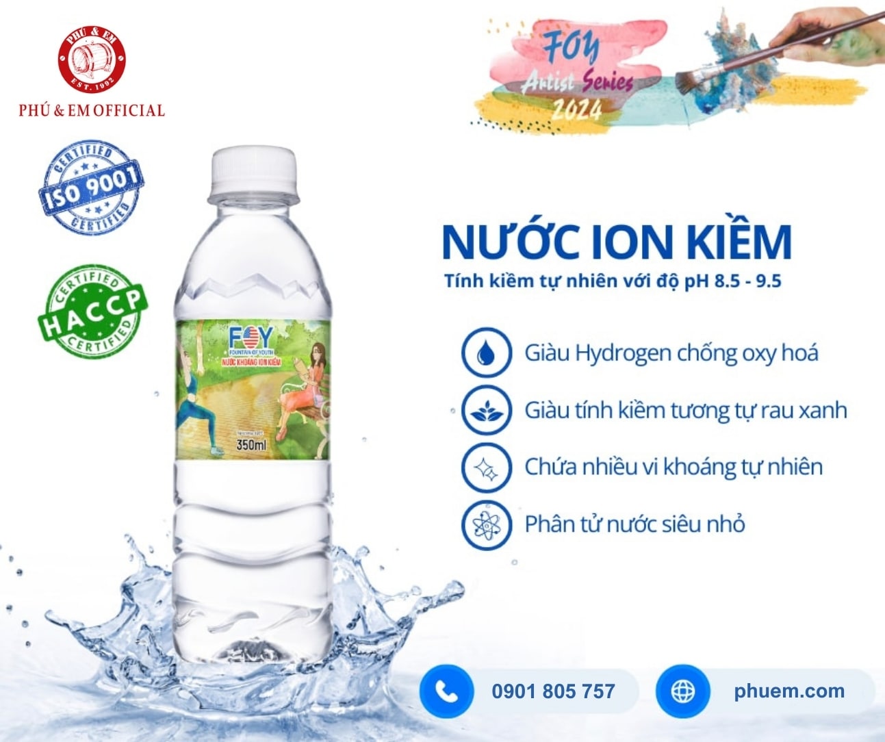  Thùng Nước Khoáng Tính Kiềm FOY Artist Series 350ml 