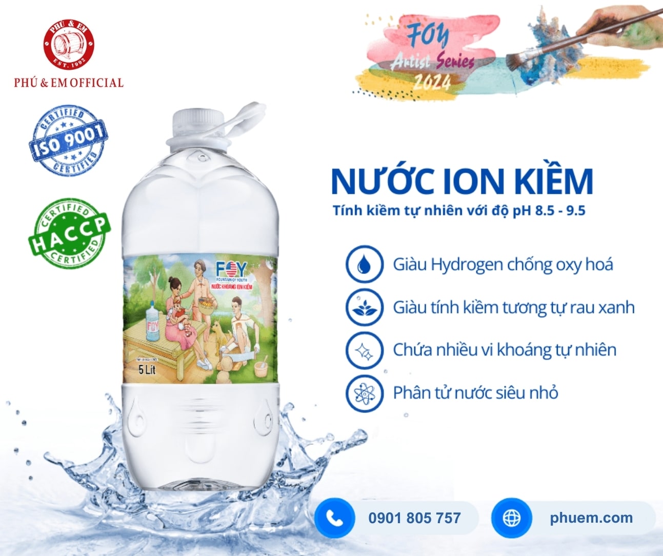  Thùng Nước Khoáng Tính Kiềm FOY Artist Series 5L 