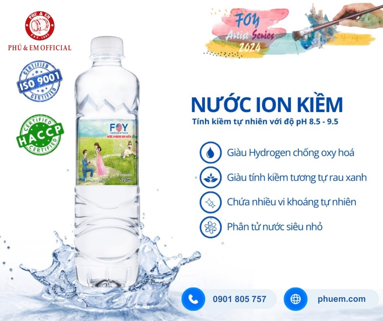  Thùng Nước Khoáng Tính Kiềm FOY Artist Series 520ml 