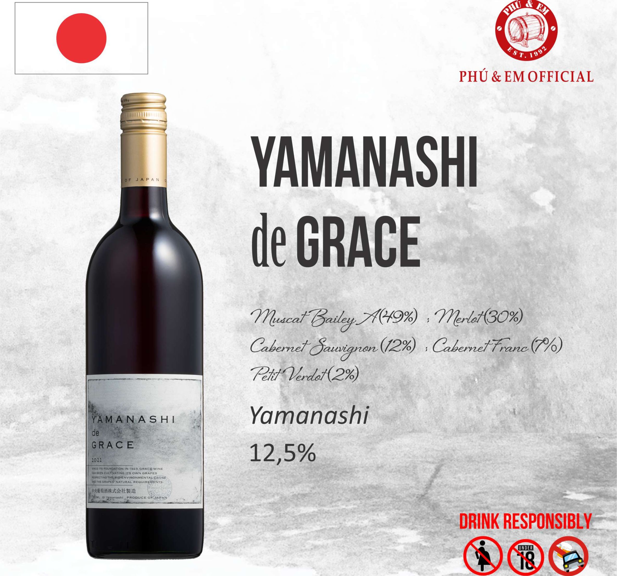 Rượu Vang Đỏ Nhật Yamanashi de Grace