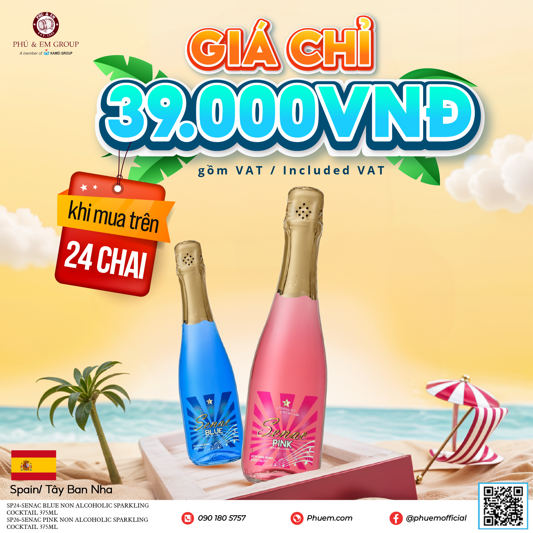 Nước Trái Cây Lên Men Không Cồn Tây Ban Nha Senac Cocktail Vị Mâm Xôi 375ml