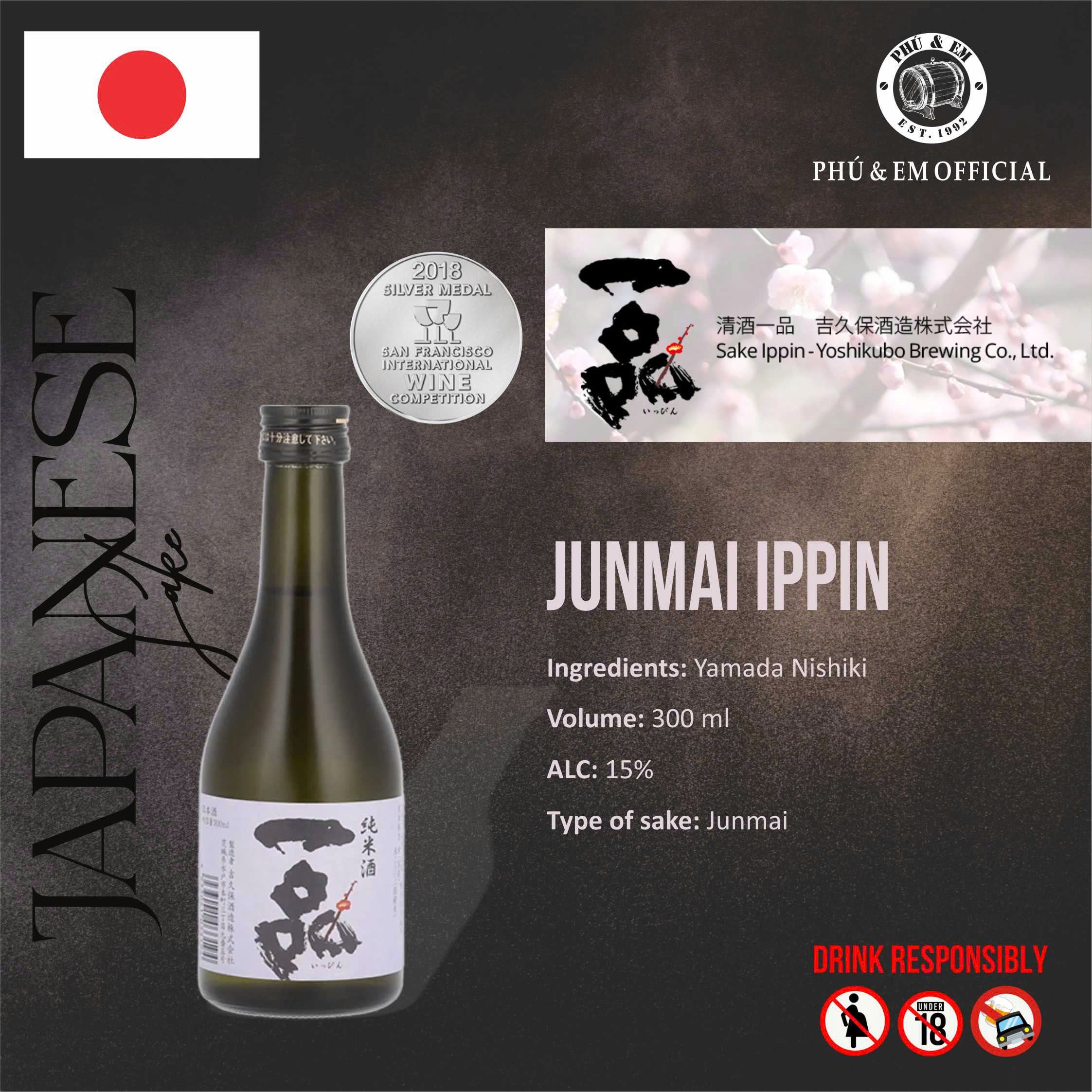 Rượu Sake Nhật Junmai IPPIN 300ml
