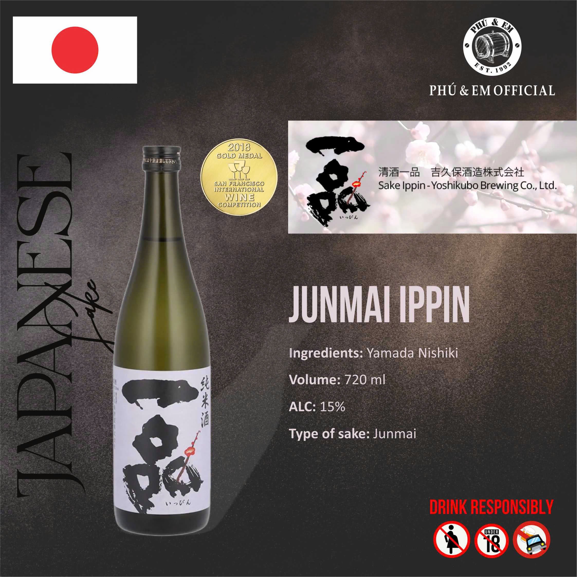 Rượu Sake Nhật Junmai IPPIN 720ml