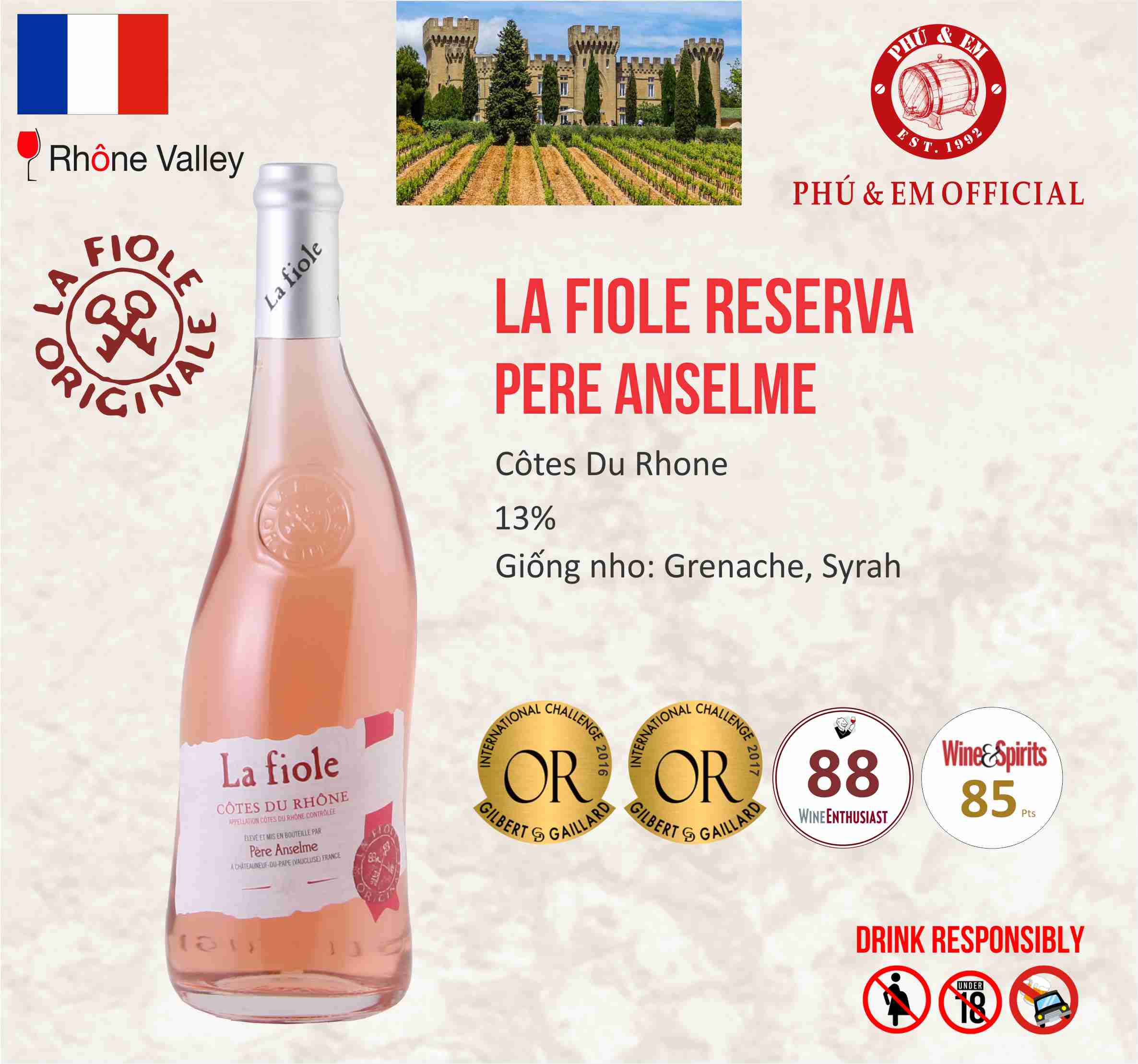 [CHƯƠNG TRÌNH THÁNG TÁM] Rượu Vang Hồng Pháp La Fiole (Special Bottle)