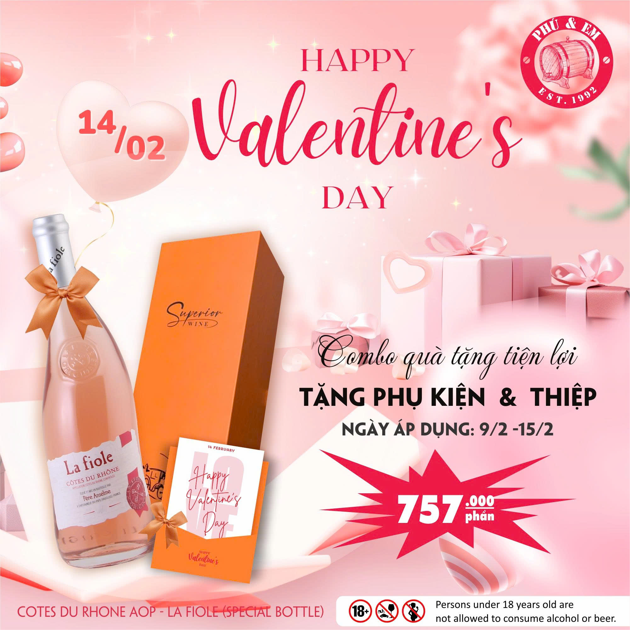 [SET QUÀ VALENTINES 14.02] Vang hồng La Fiole Côtes du Rhône, 750ml