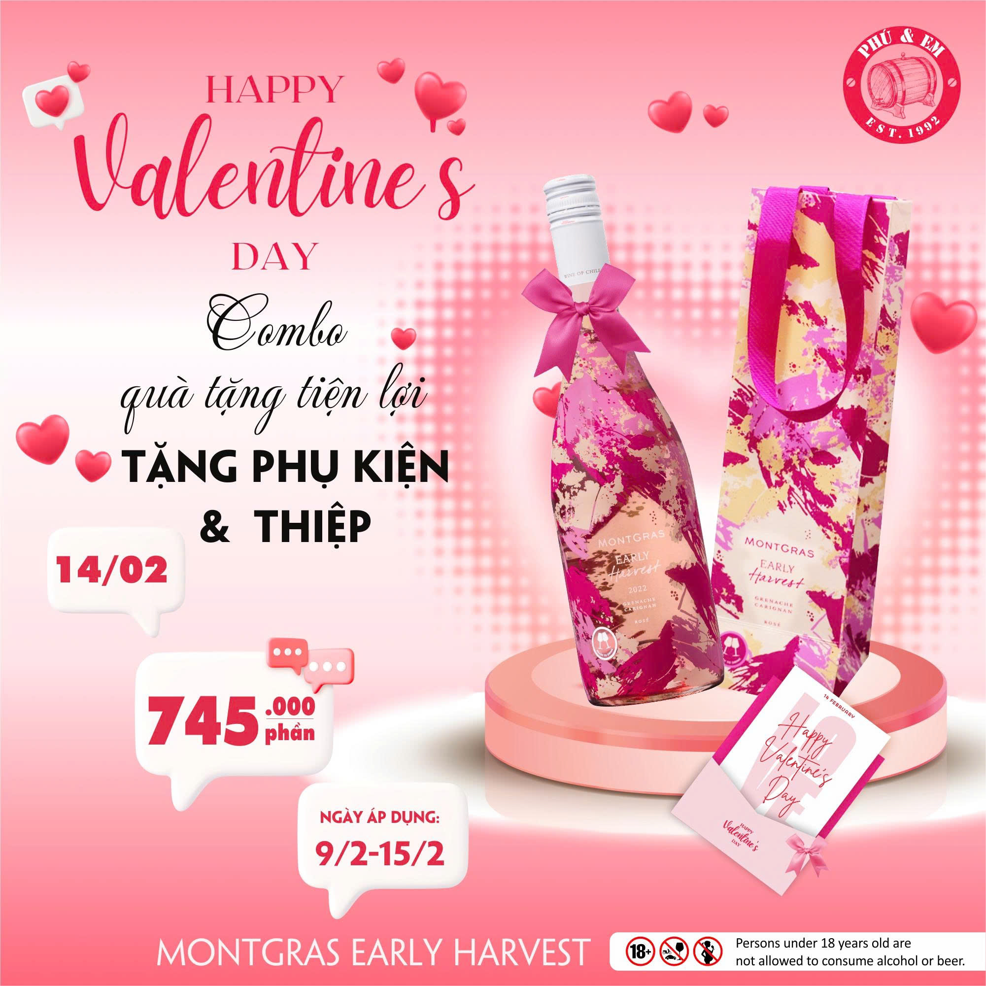 [SET QUÀ VALENTINES 14.02] Vang hồng Chile MontGras Early Harvest, 750ml