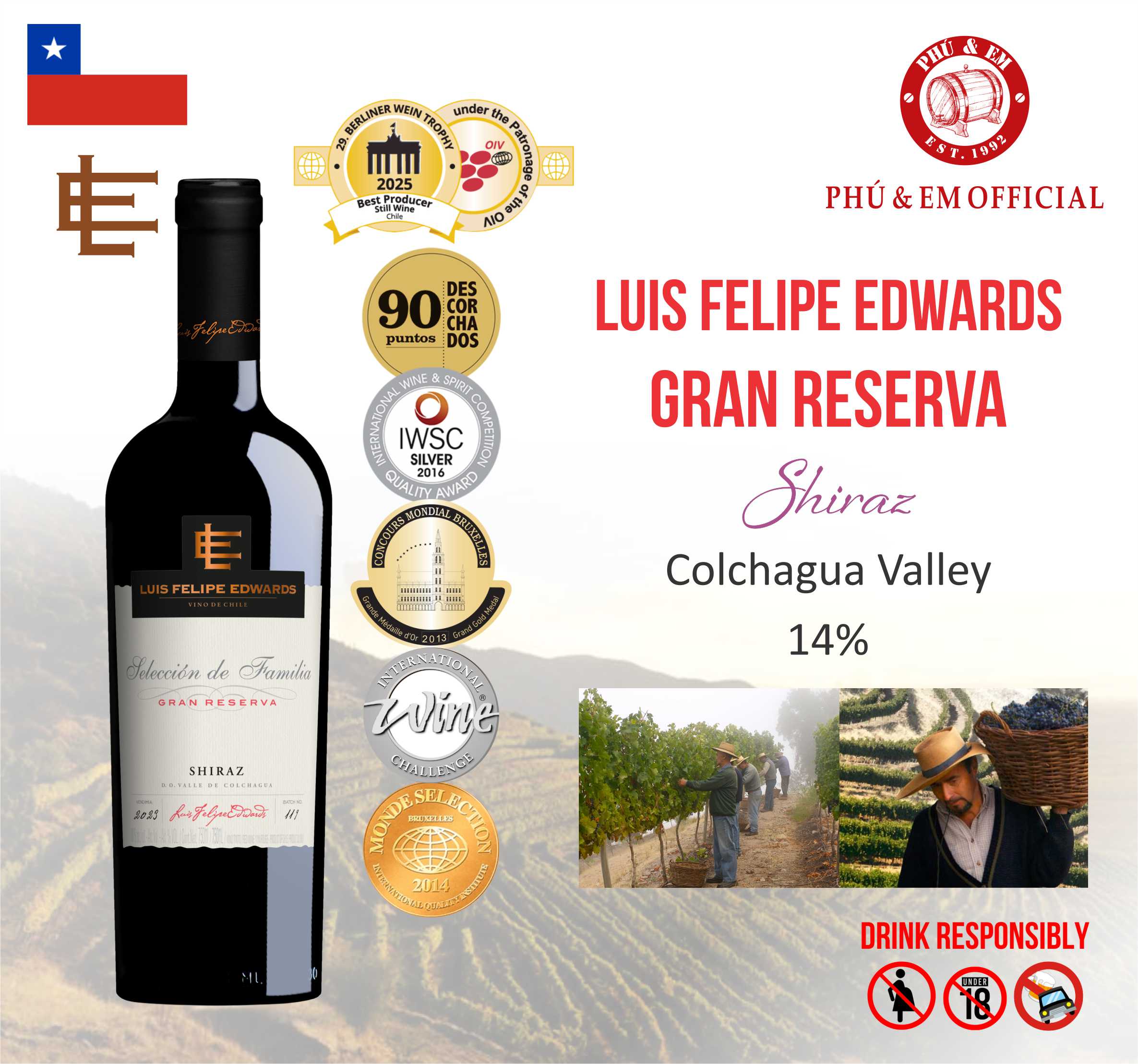 Rượu Vang Đỏ Chile Luis Felipe Edwards Gran Reserva Shiraz